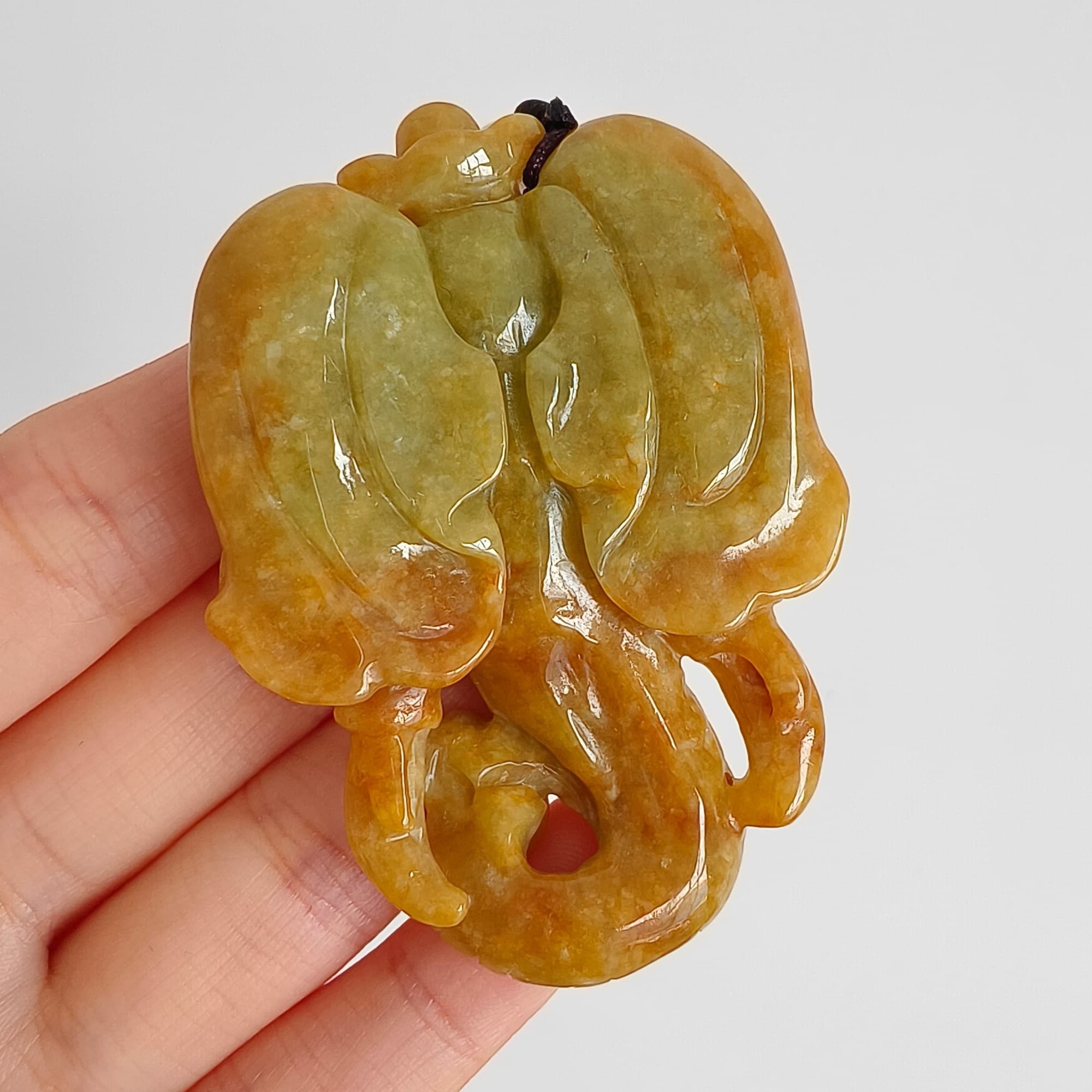 DDP 61.5mm Natural Certificated Icy Yellow Burmese Jadeite Elephant Pendant