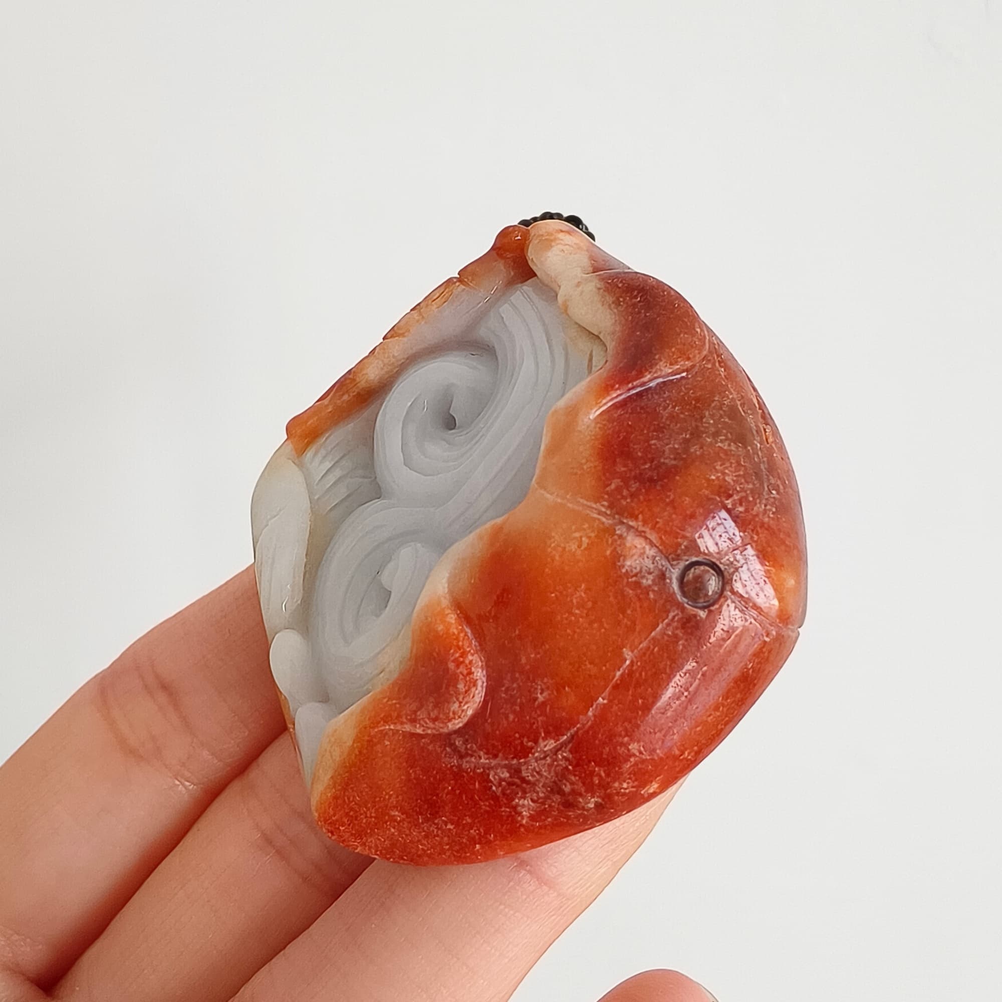 DDP 48.5mm Natural Certificated Red White Burmese Jadeite Irregular Pendant With Fish And Lotus Leaf Carved