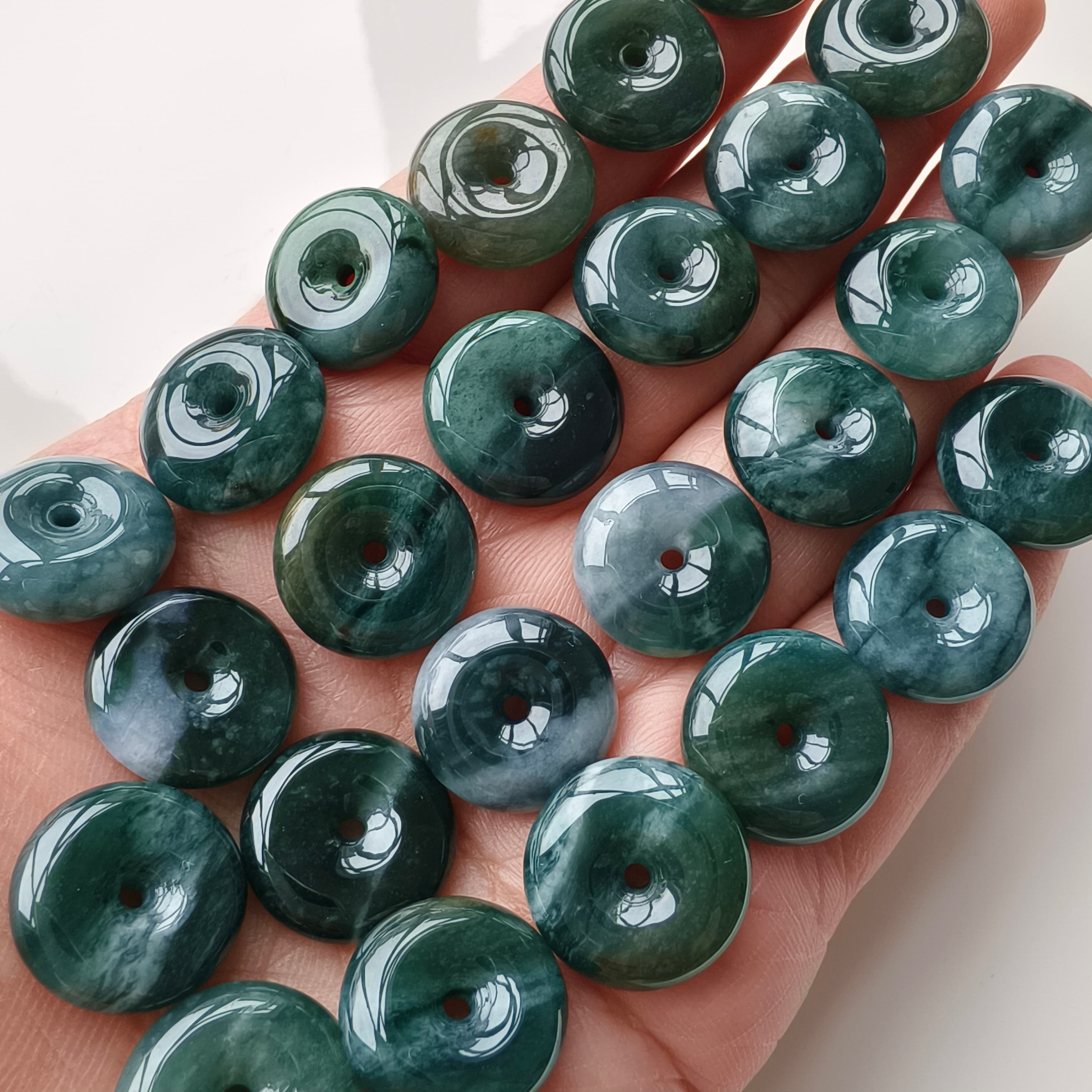 DDP 5pcs 16mm Natural Type A Blue Guatemalan Jadeite Safety Buckle Beads