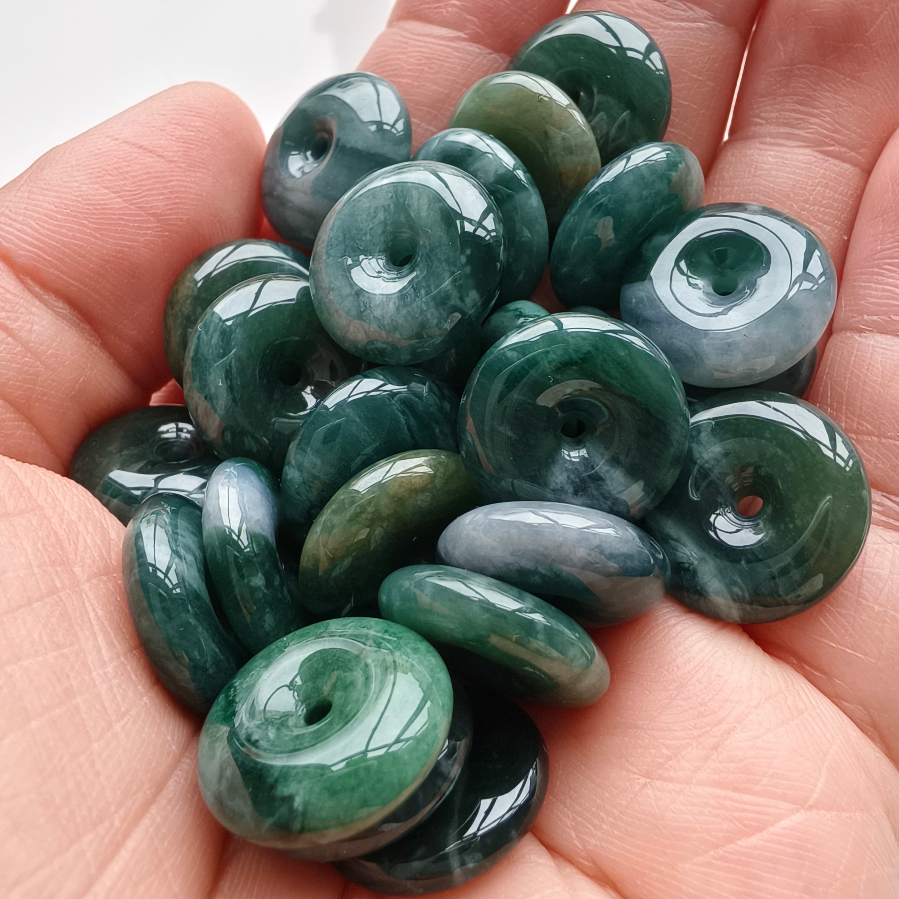 DDP 5pcs 16mm Natural Type A Blue Guatemalan Jadeite Safety Buckle Beads