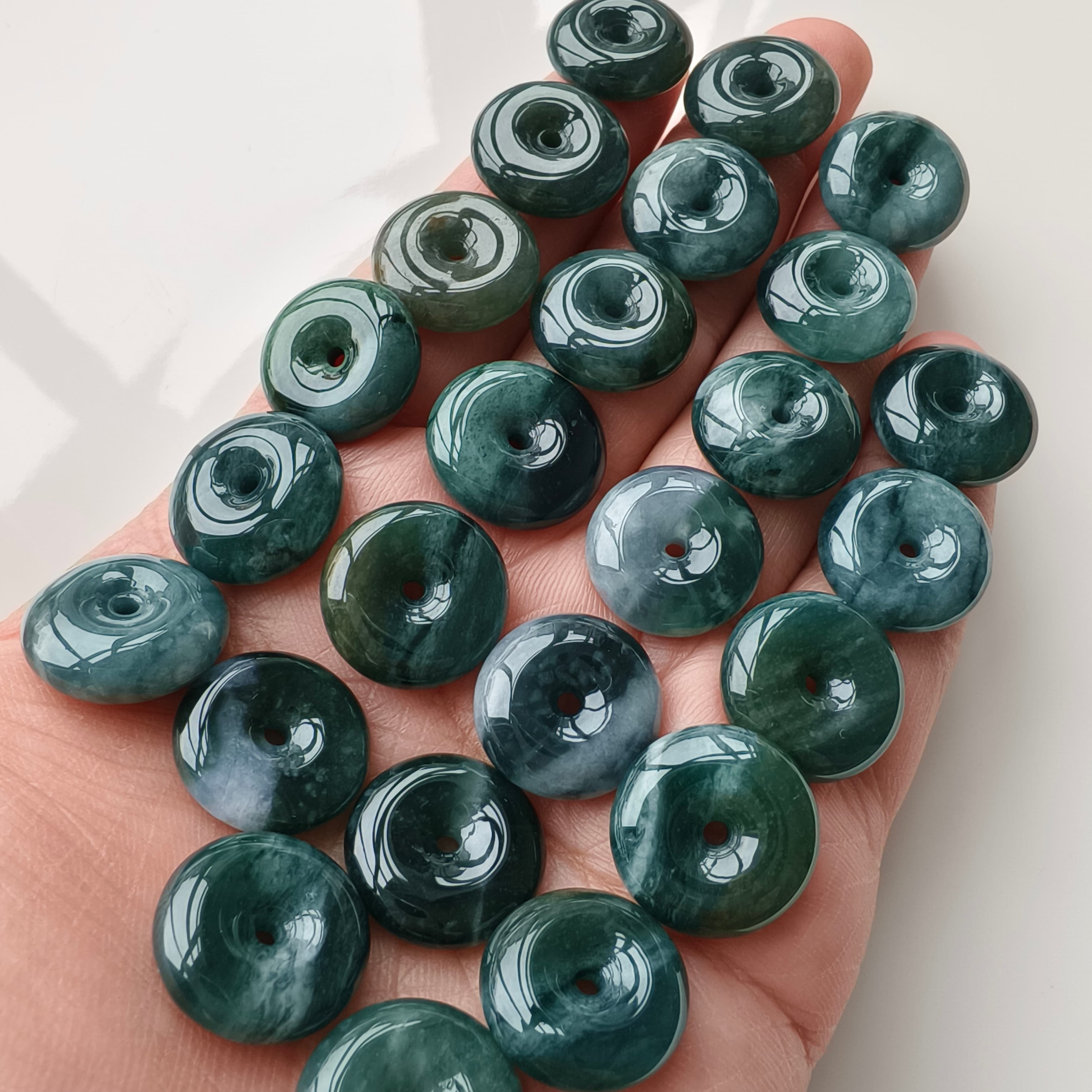 DDP 5pcs 16mm Natural Type A Blue Guatemalan Jadeite Safety Buckle Beads
