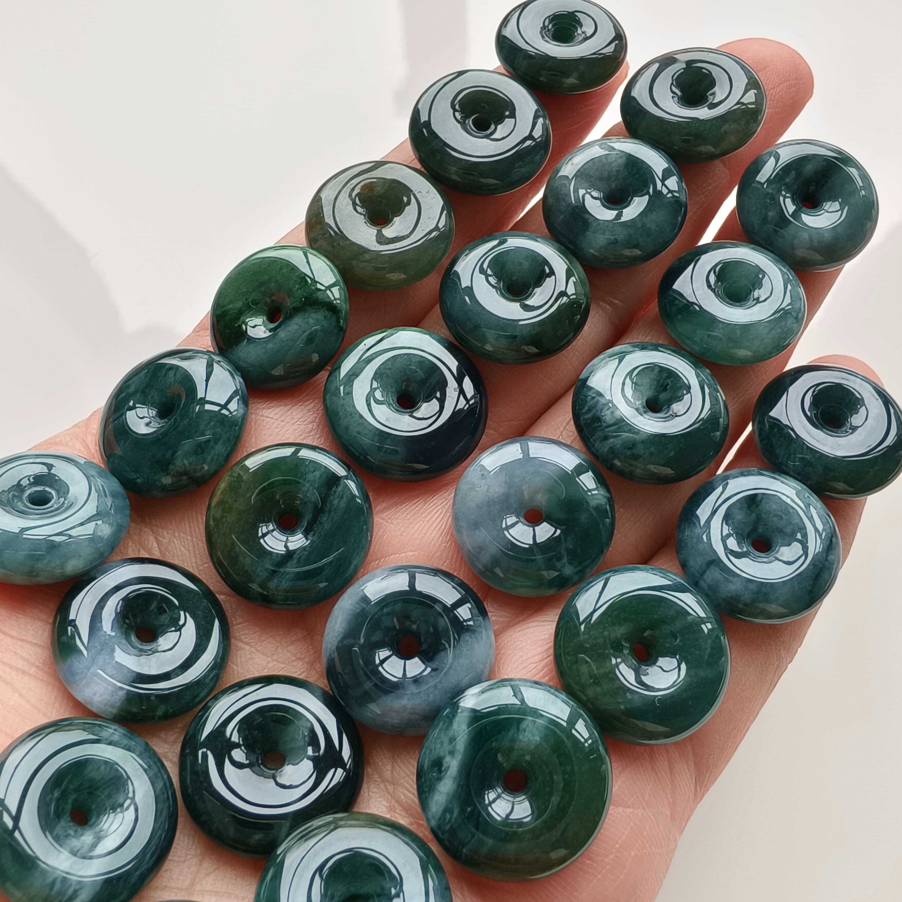 DDP 5pcs 16mm Natural Type A Blue Guatemalan Jadeite Safety Buckle Beads