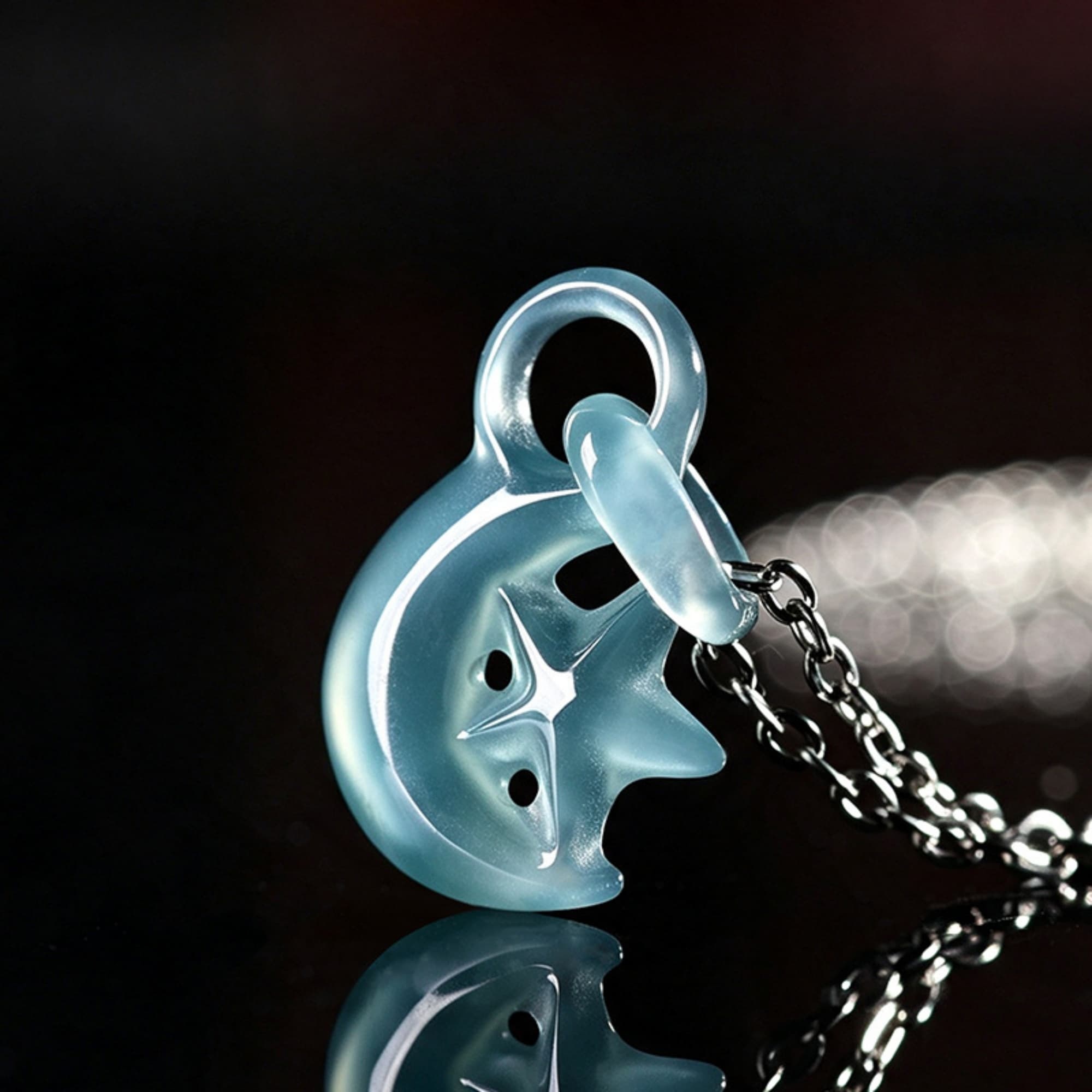 DDP 22.5mm Natural Certificated Type A Untreated Icy Blue Watery Guatemalan Jadeite Star And Moon  Pendant