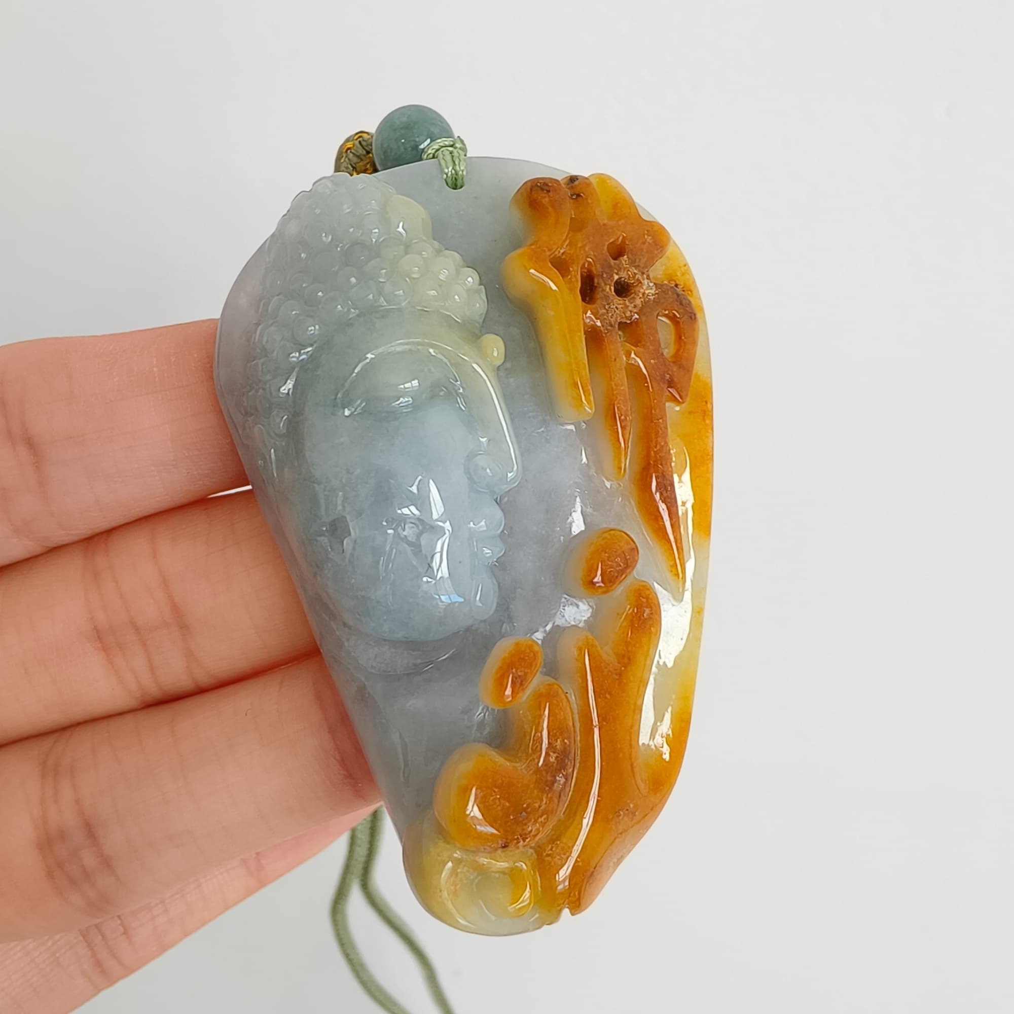 DDP 57.5mm Natural Certificated Icy Yellow Light Green Burmese Jadeite Buddha Pendant