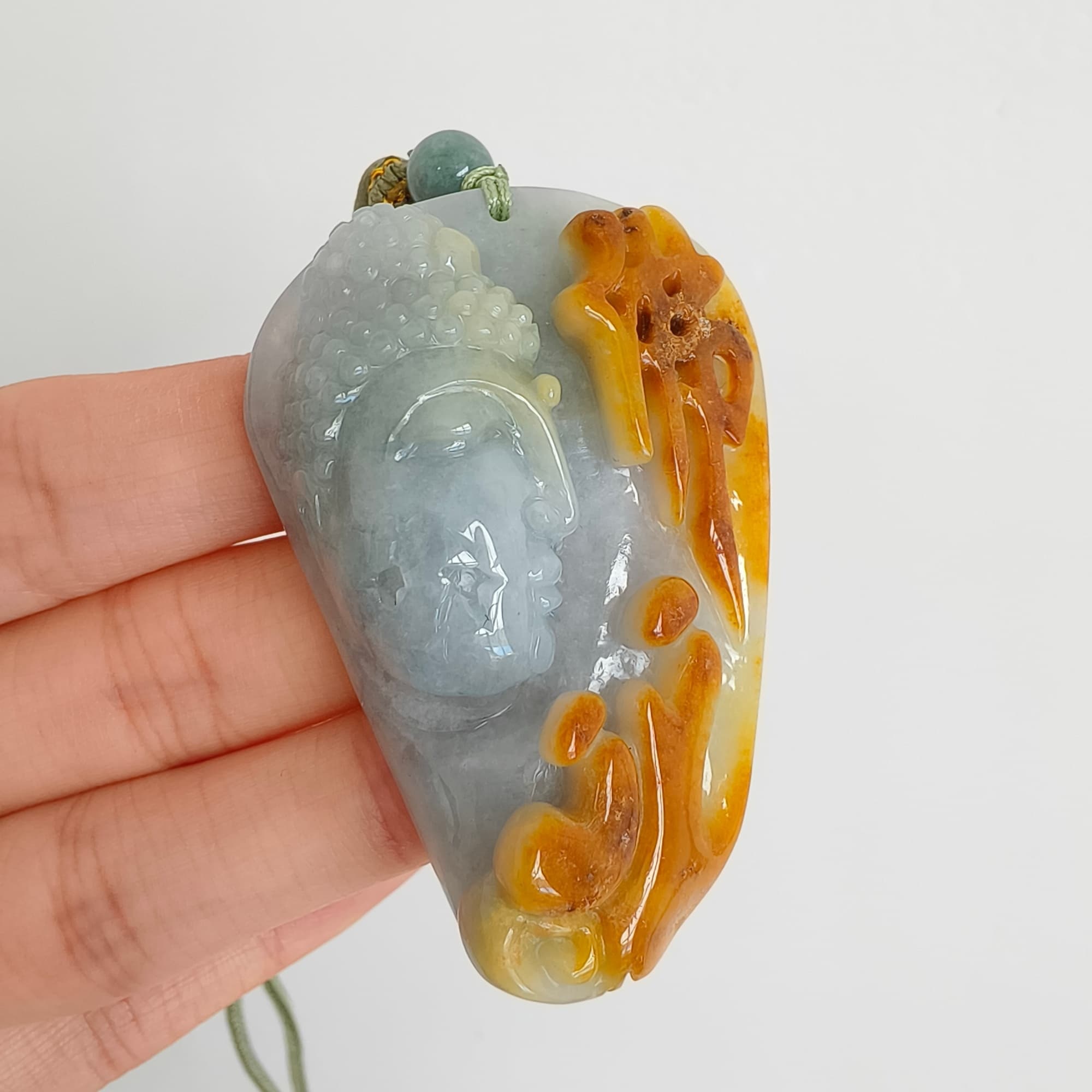 DDP 57.5mm Natural Certificated Icy Yellow Light Green Burmese Jadeite Buddha Pendant