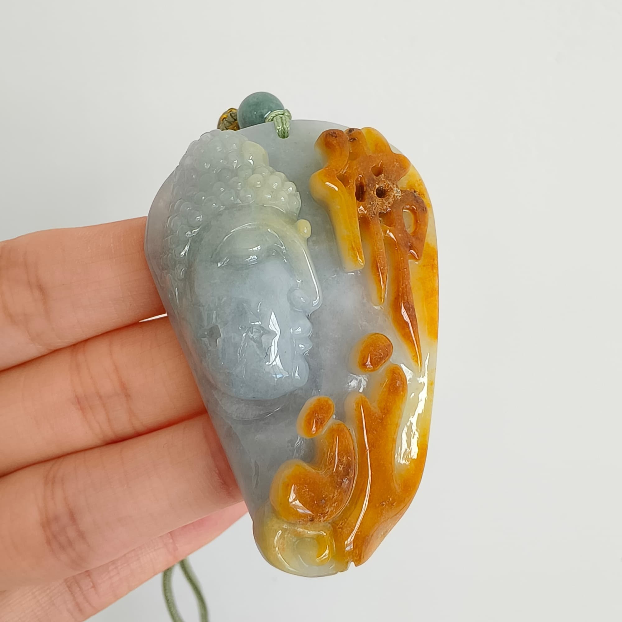 DDP 57.5mm Natural Certificated Icy Yellow Light Green Burmese Jadeite Buddha Pendant