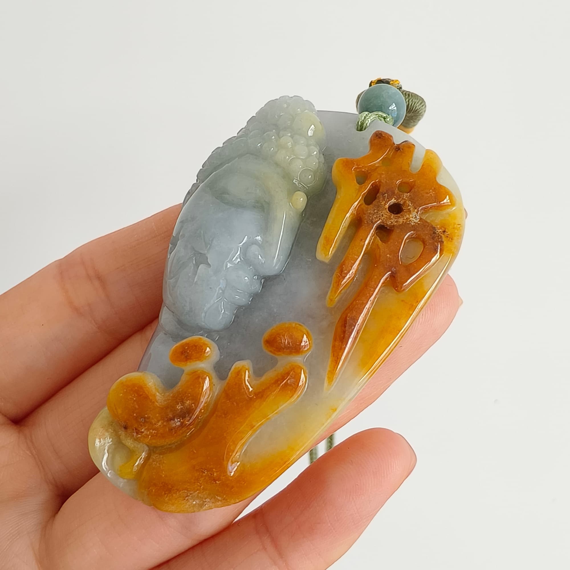 DDP 57.5mm Natural Certificated Icy Yellow Light Green Burmese Jadeite Buddha Pendant