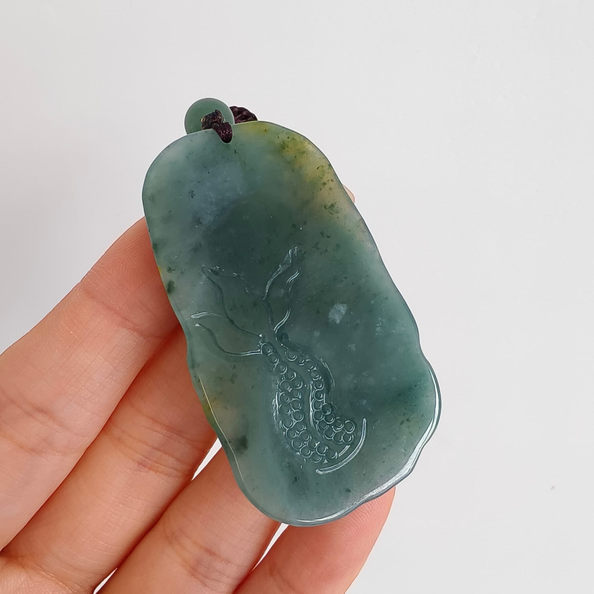 DDP 51.5mm Natural Certificated Type A Blue Yellow Guatemalan Jadeite Dragon Pendant
