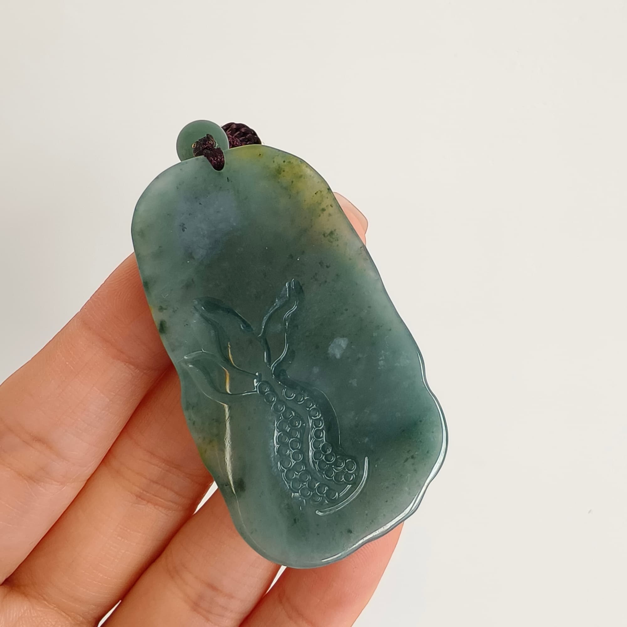 DDP 51.5mm Natural Certificated Type A Blue Yellow Guatemalan Jadeite Dragon Pendant