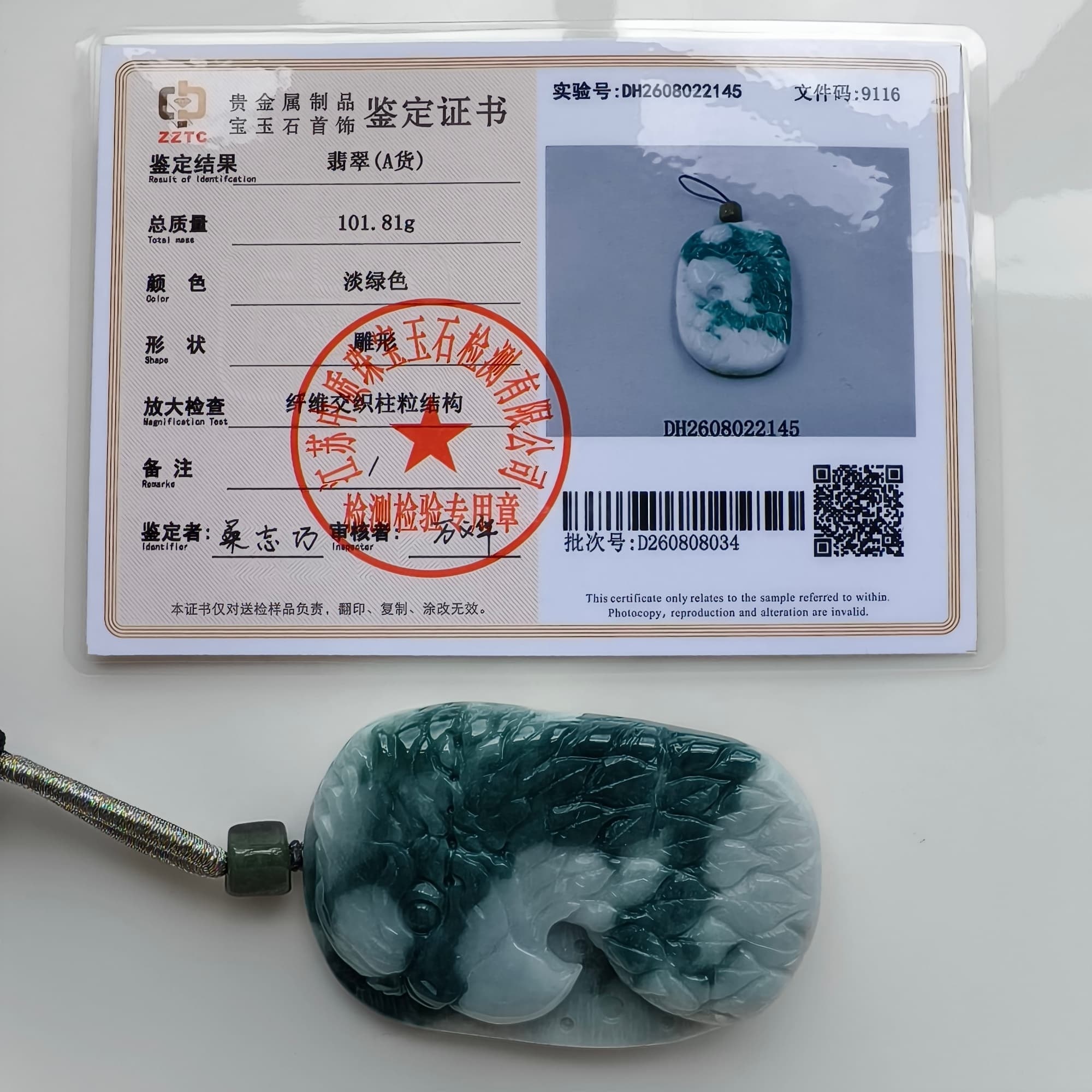 DDP 71.5mm Natural Type A Untreated Green White Burmese Jadeite Eagle Pendant