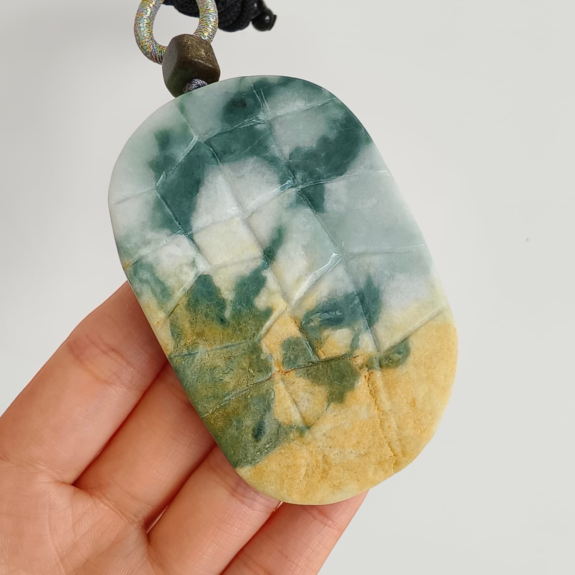 DDP 71.5mm Natural Type A Untreated Green White Burmese Jadeite Eagle Pendant
