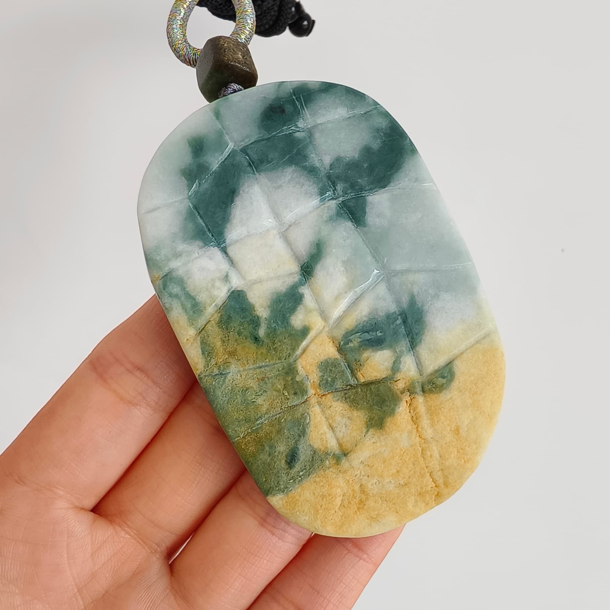 DDP 71.5mm Natural Type A Untreated Green White Burmese Jadeite Eagle Pendant