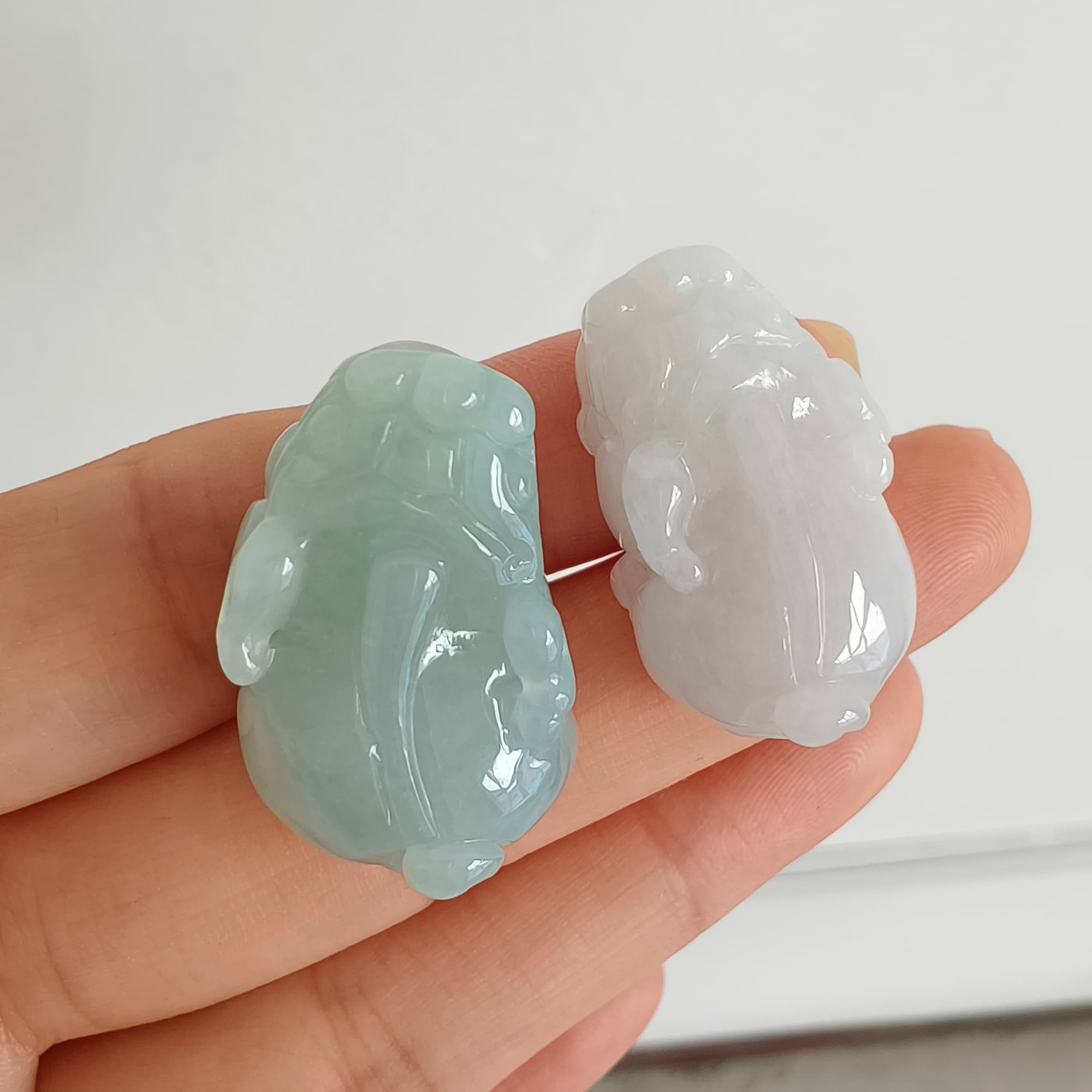 DDP 26mm Natural Type A Untreated Icy Green White Burmese Jadeite Pixiu Beads