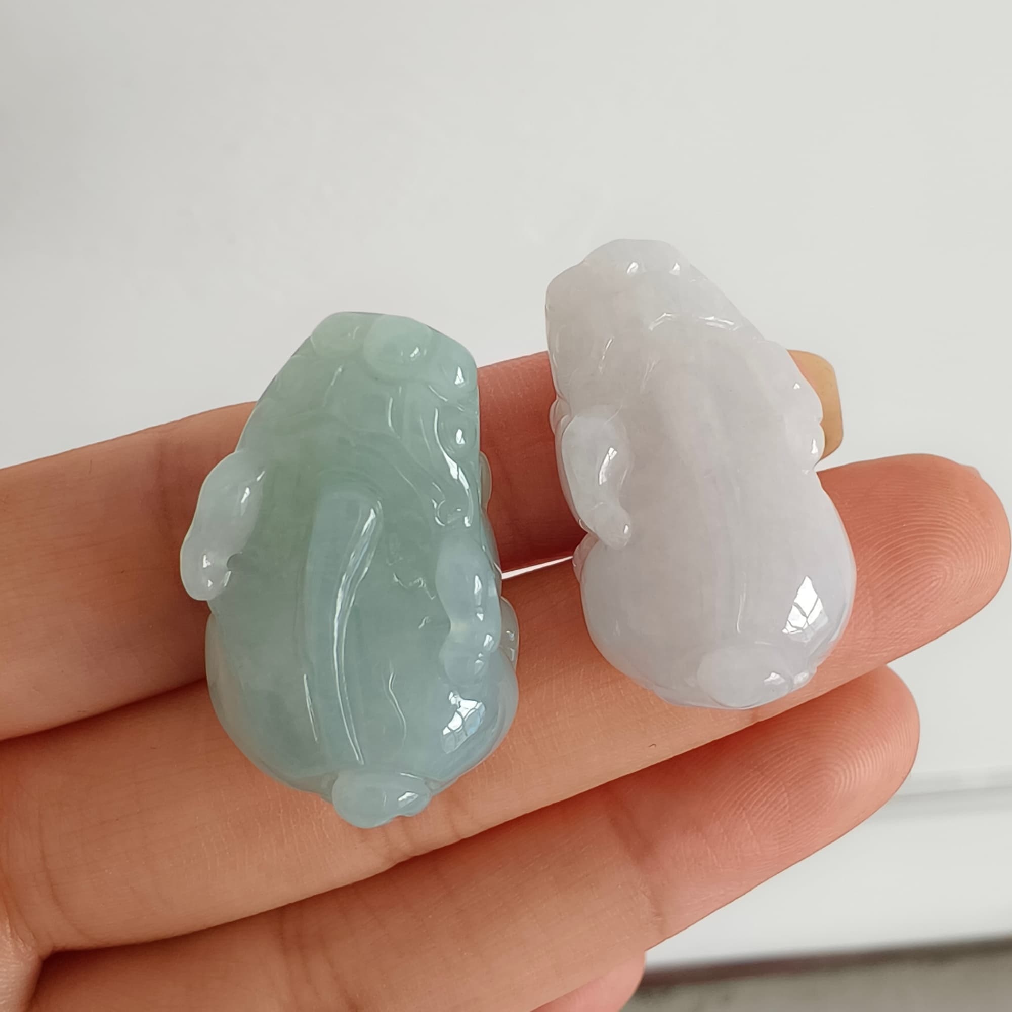 DDP 26mm Natural Type A Untreated Icy Green White Burmese Jadeite Pixiu Beads