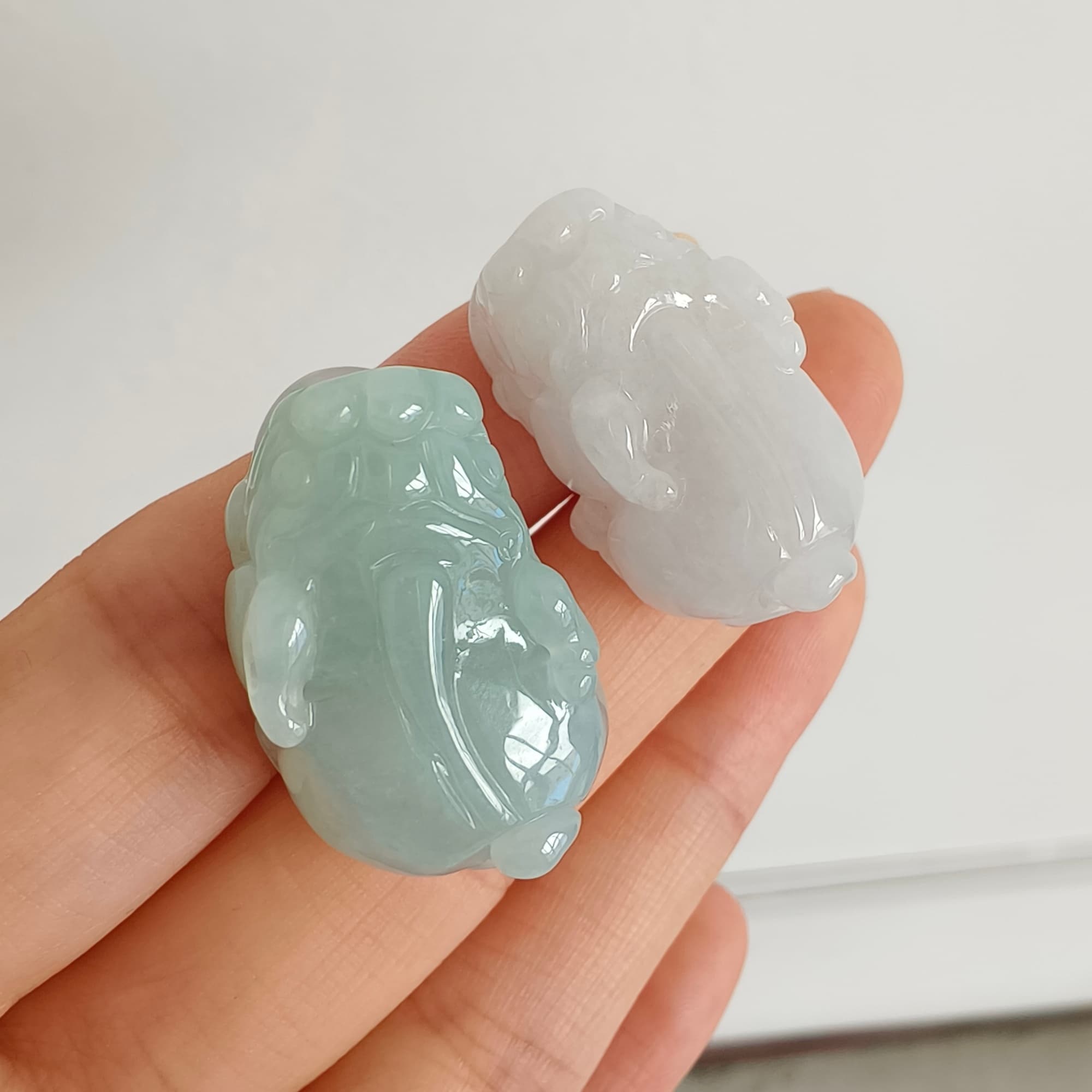 DDP 26mm Natural Type A Untreated Icy Green White Burmese Jadeite Pixiu Beads