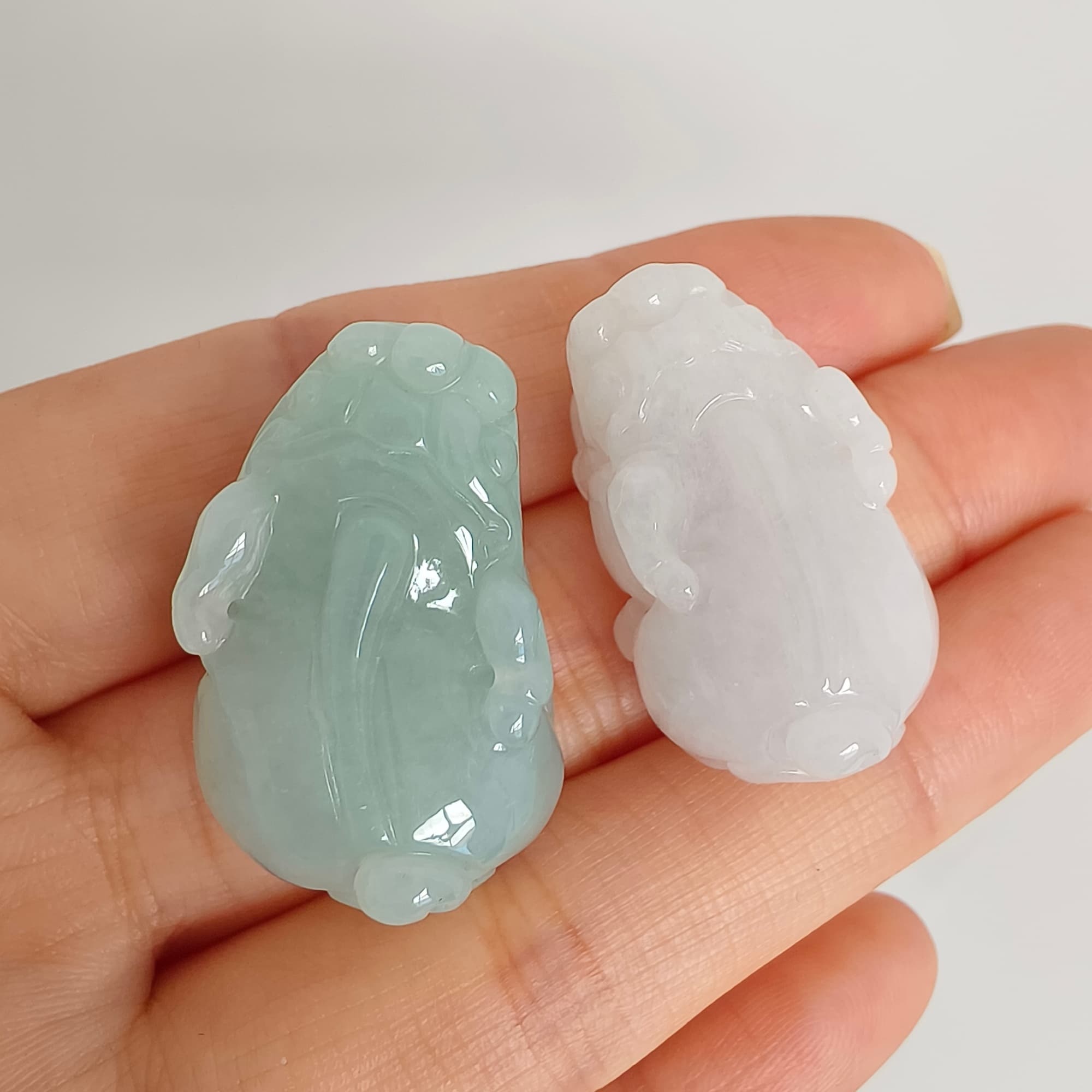 DDP 26mm Natural Type A Untreated Icy Green White Burmese Jadeite Pixiu Beads