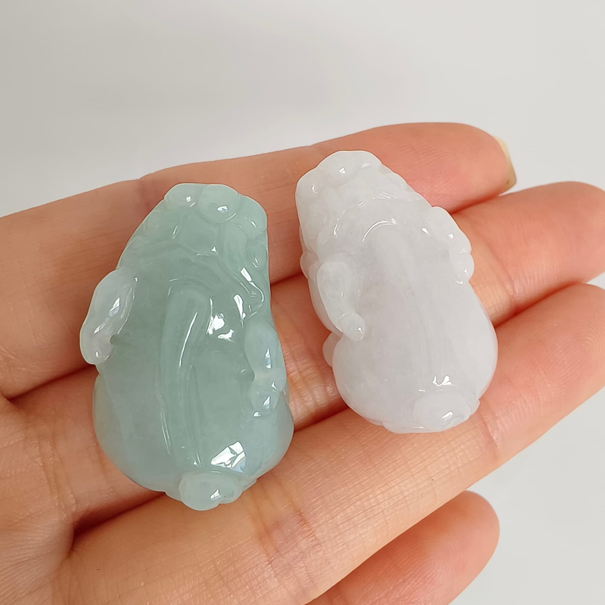 DDP 26mm Natural Type A Untreated Icy Green White Burmese Jadeite Pixiu Beads