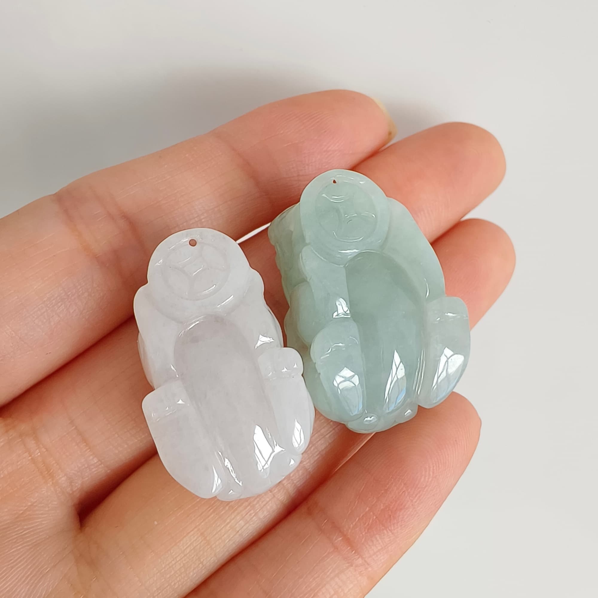 DDP 26mm Natural Type A Untreated Icy Green White Burmese Jadeite Pixiu Beads