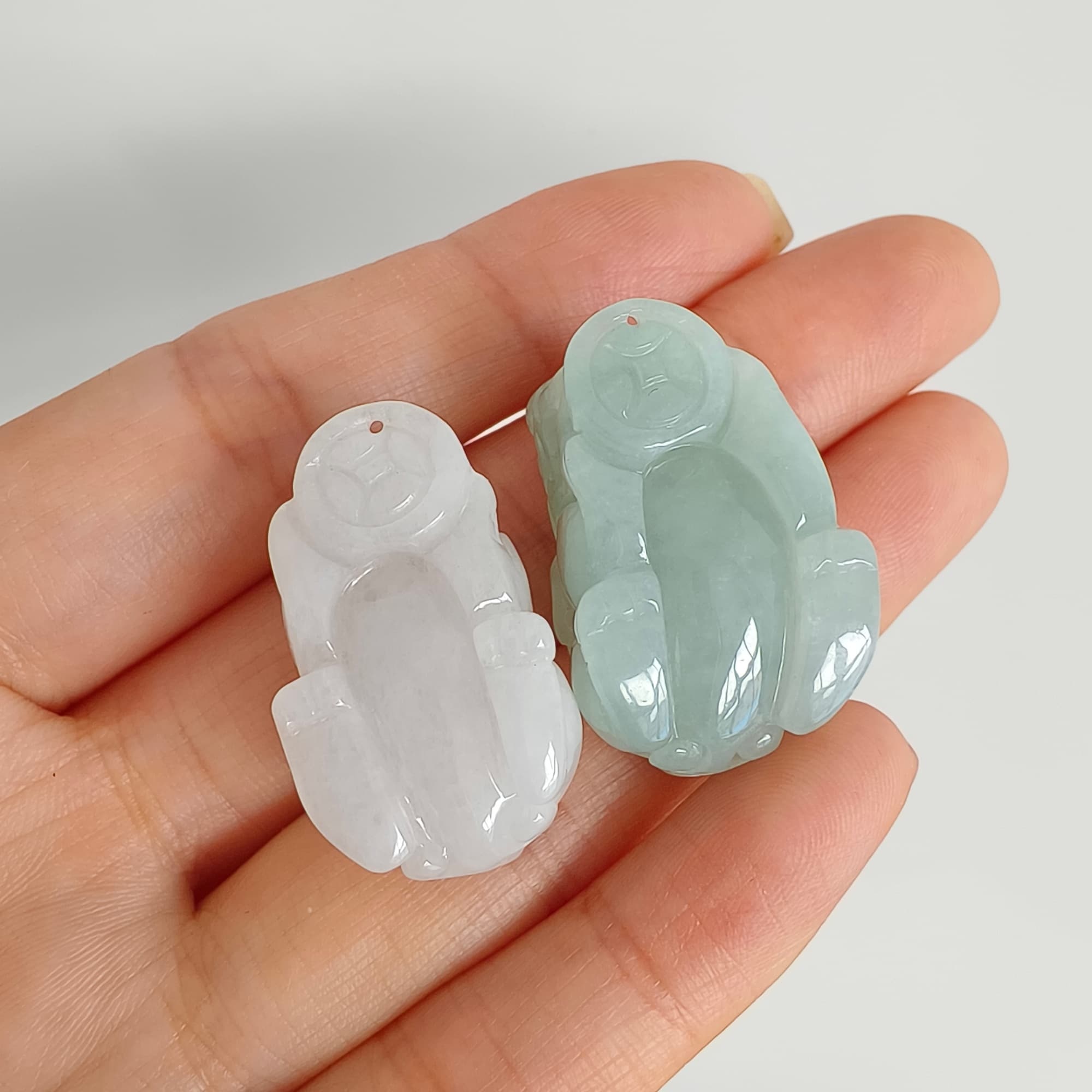 DDP 26mm Natural Type A Untreated Icy Green White Burmese Jadeite Pixiu Beads