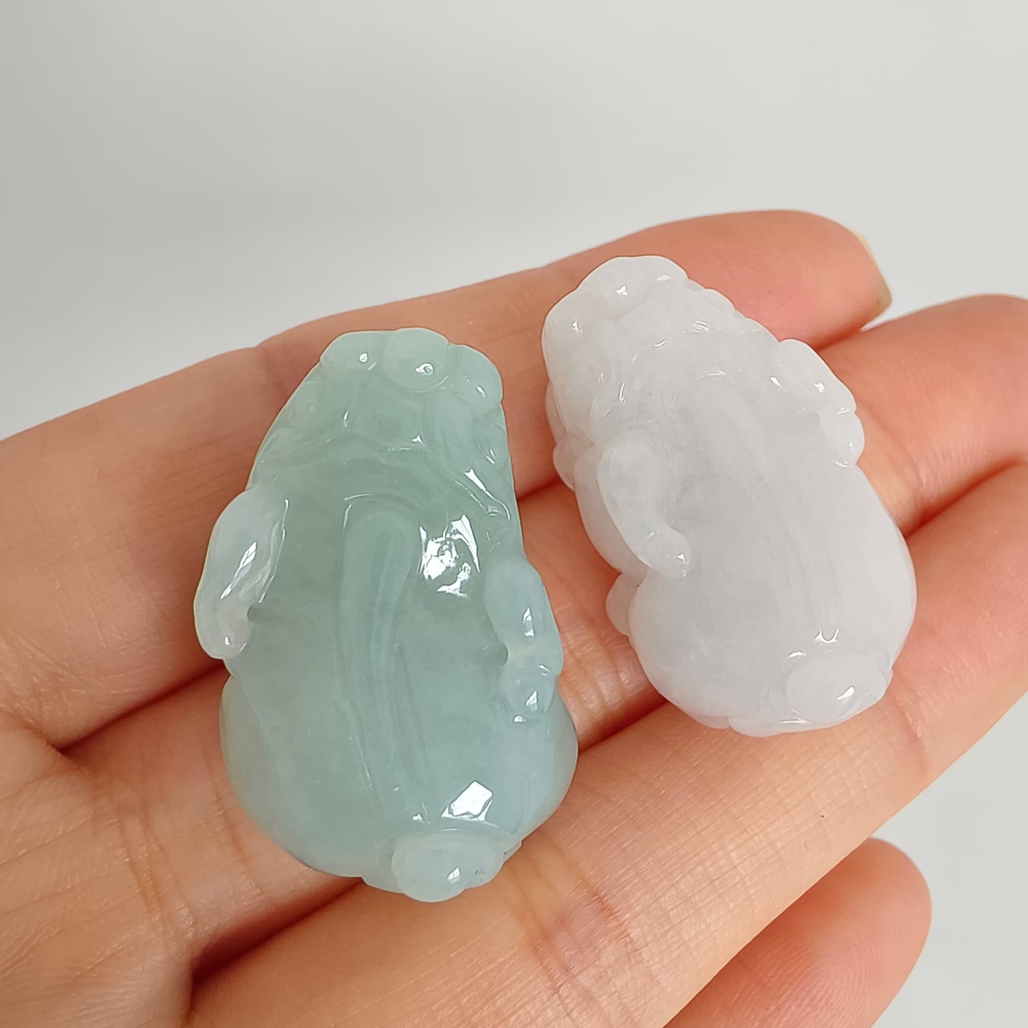 DDP 26mm Natural Type A Untreated Icy Green White Burmese Jadeite Pixiu Beads