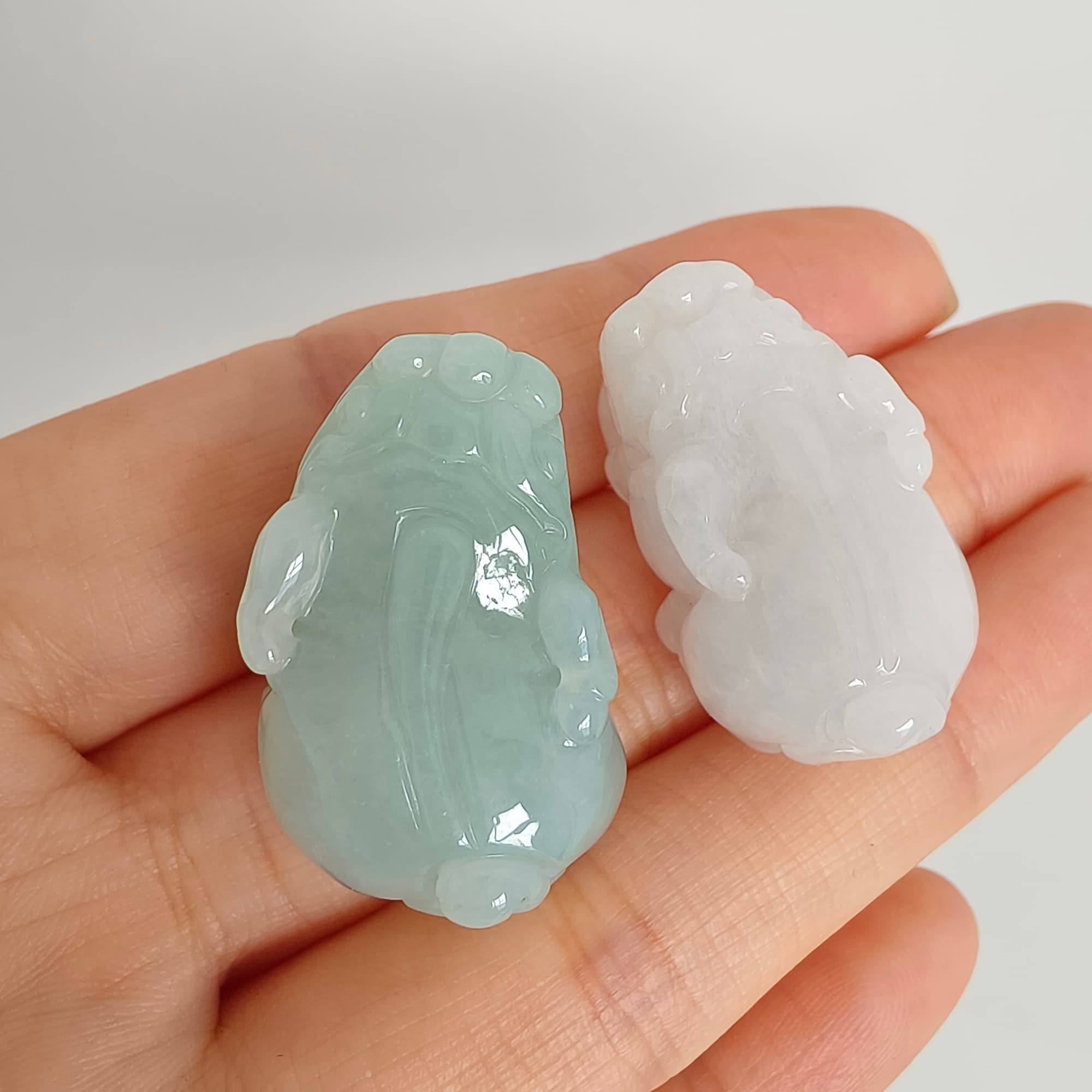 DDP 26mm Natural Type A Untreated Icy Green White Burmese Jadeite Pixiu Beads