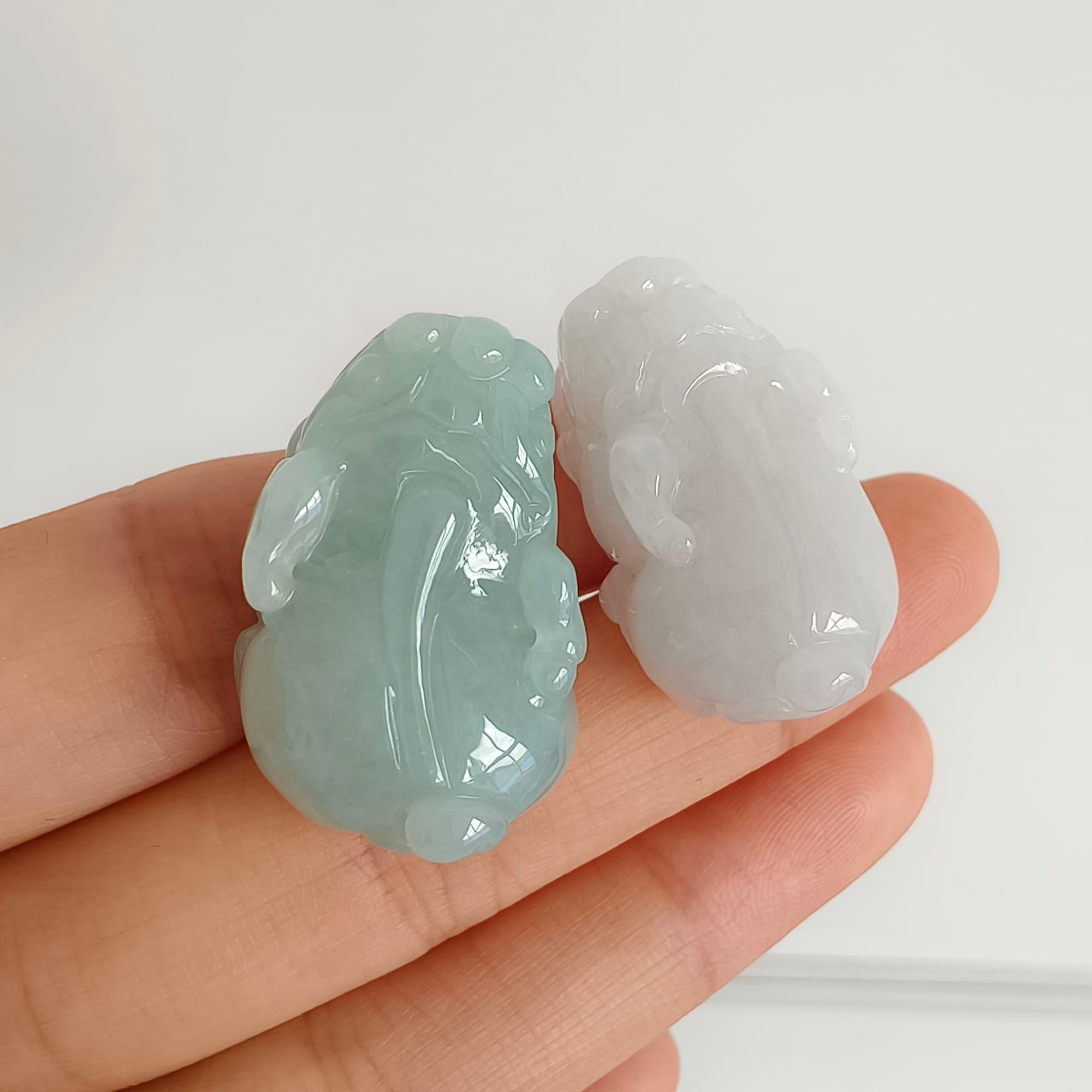 DDP 26mm Natural Type A Untreated Icy Green White Burmese Jadeite Pixiu Beads