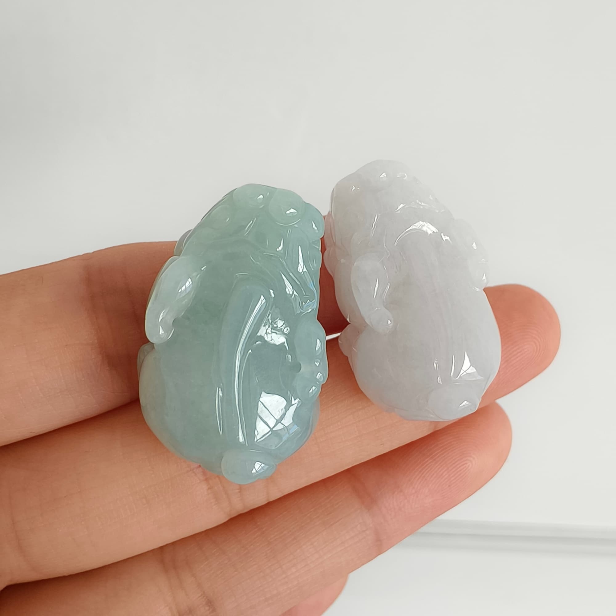 DDP 26mm Natural Type A Untreated Icy Green White Burmese Jadeite Pixiu Beads