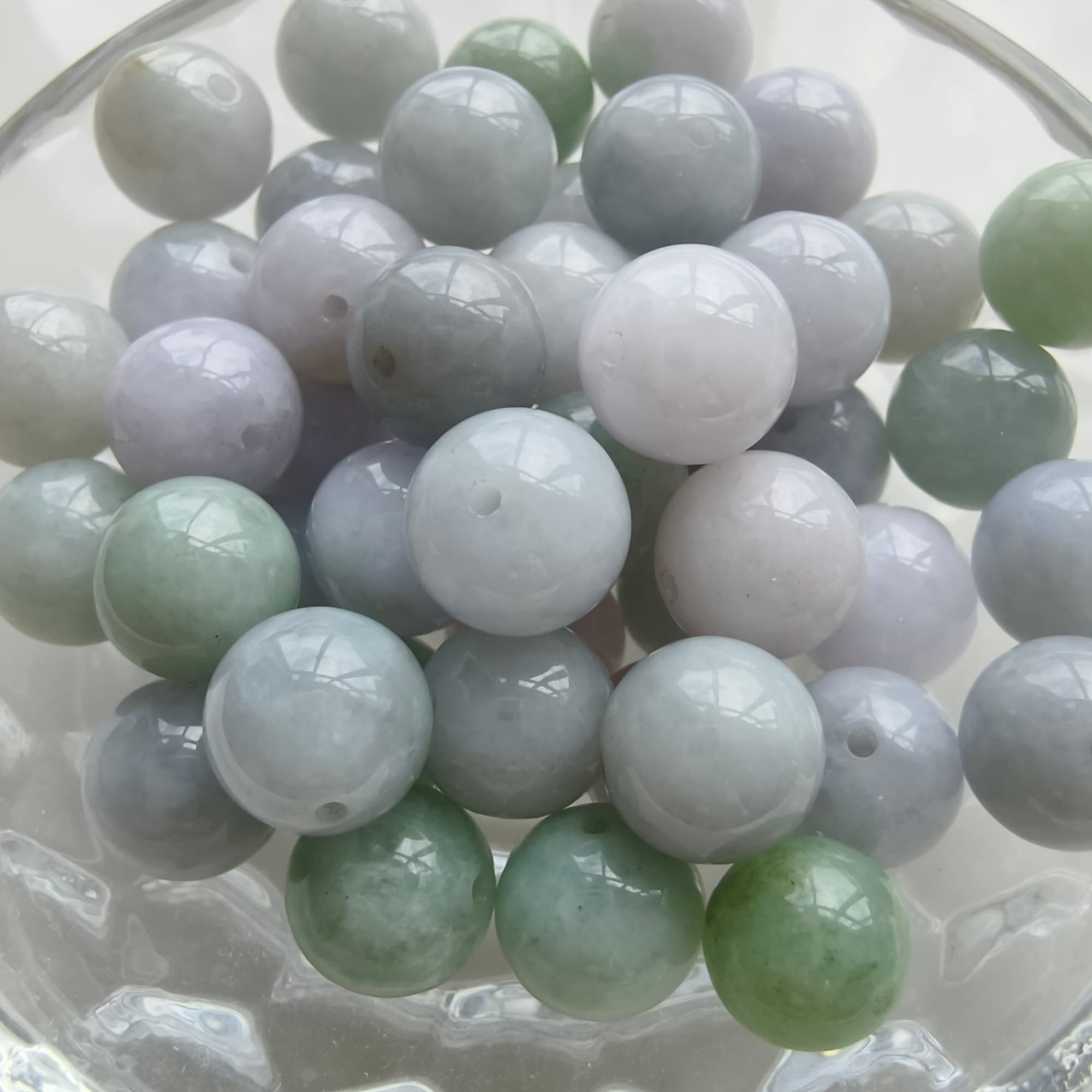 DDP 20pcs 10mm Natural Certificated Type A Green White Burmese Jadeite Round BeadsST2608-160