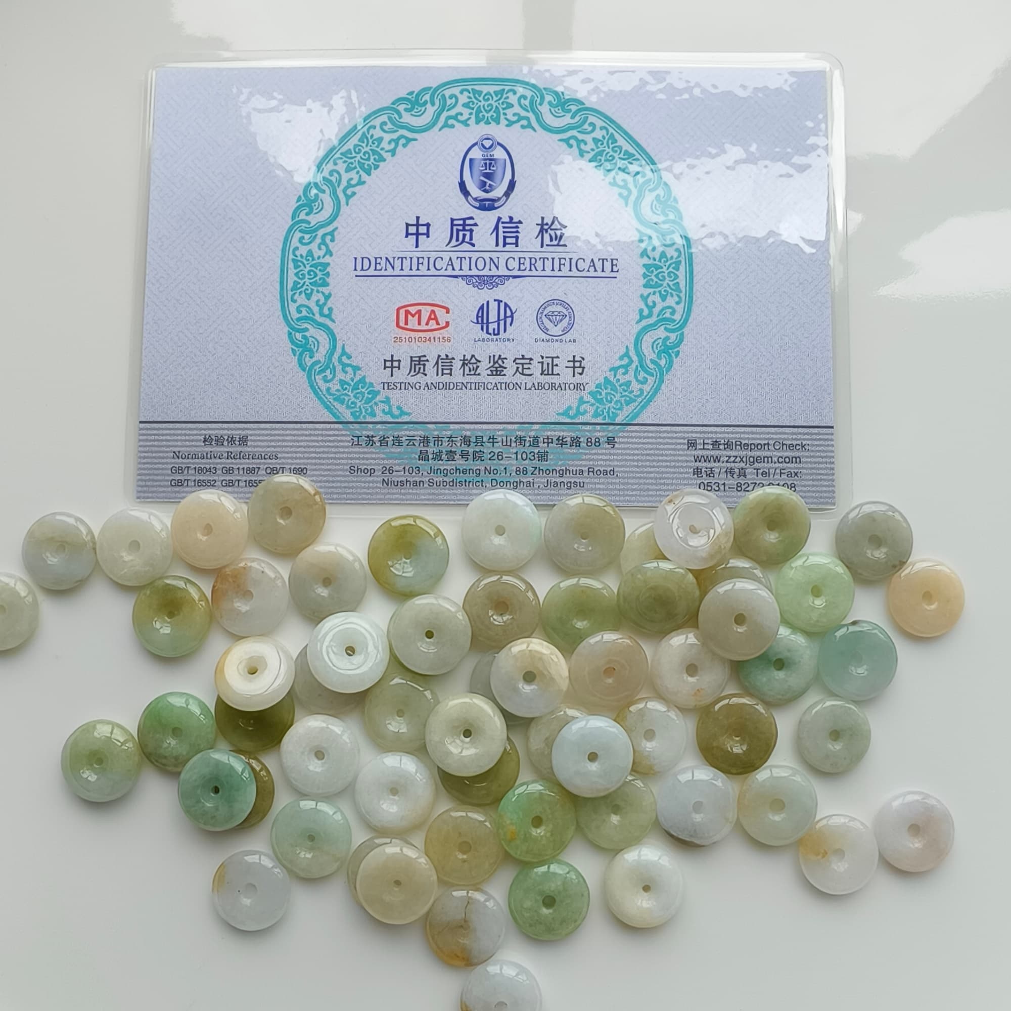 DDP 10pcs 12.5-13mm Natural Certificated Icy Multi Color Burmese Jadeite Safety Buckle Beads
