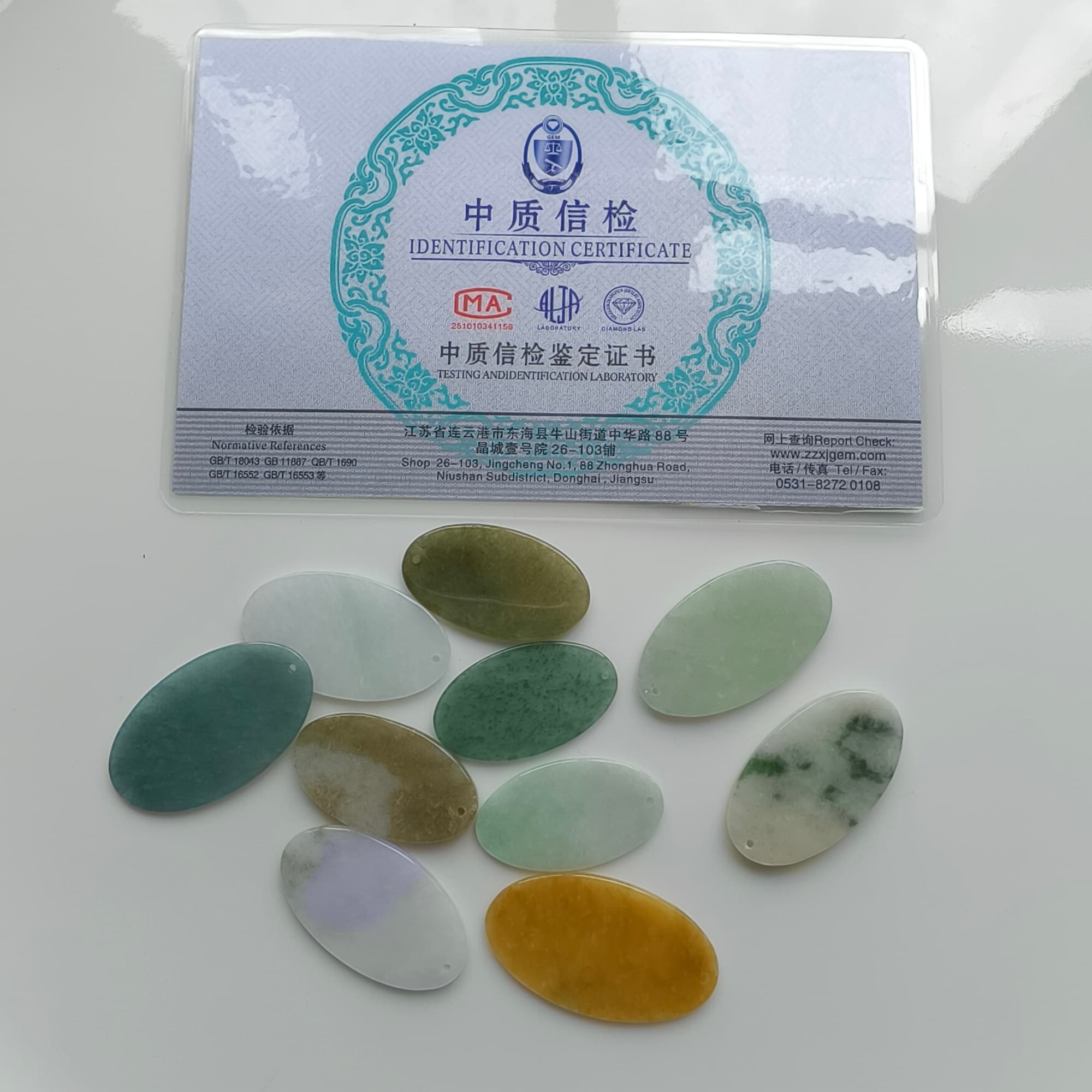 DDP 5pcs 28-35mm Natural Certificated Multi Color Burmese Jadeite Oval Plain Jade Plaque