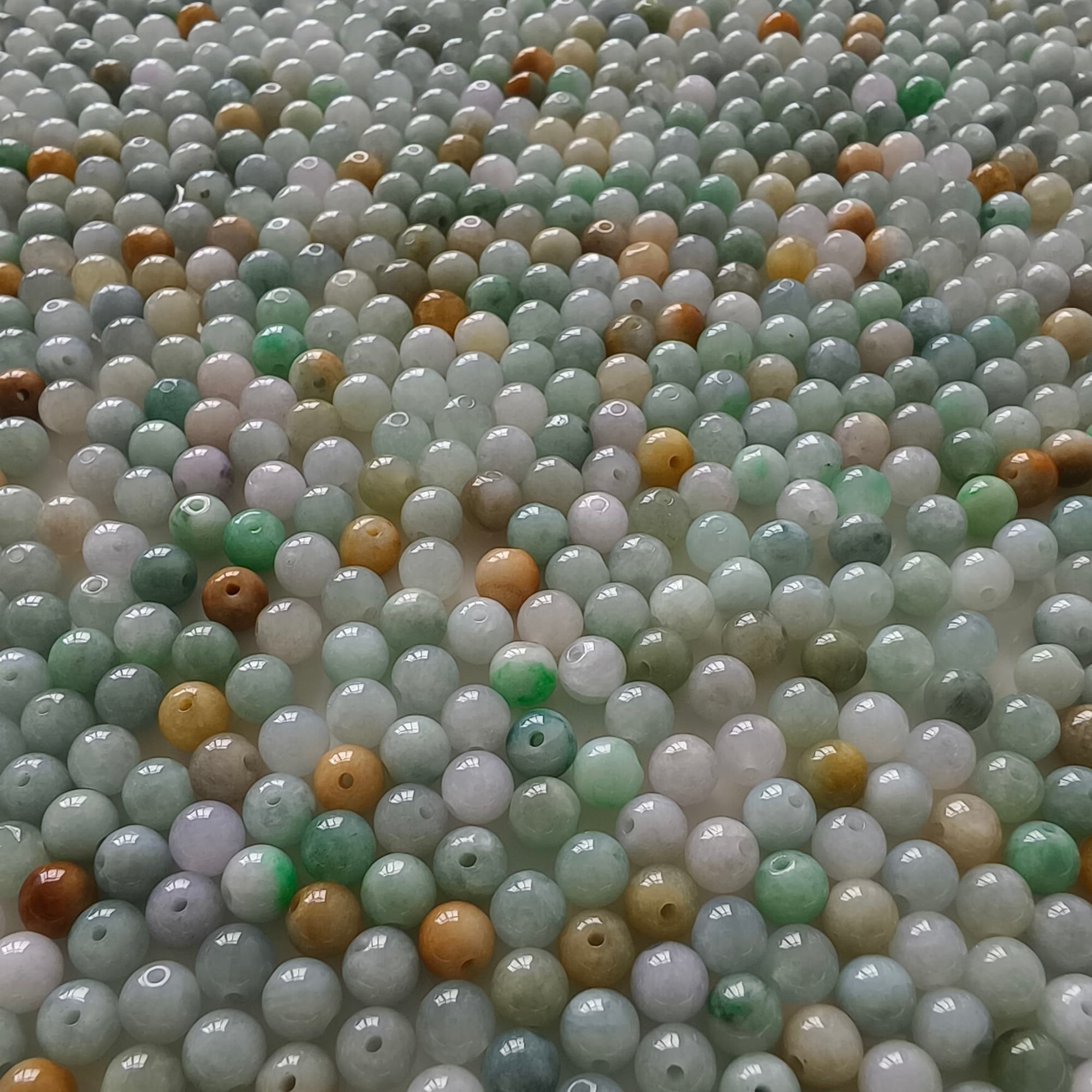 DDP 50pcs 6mm Natural Certificated Multi Color Burmese Jadeite Round Beads