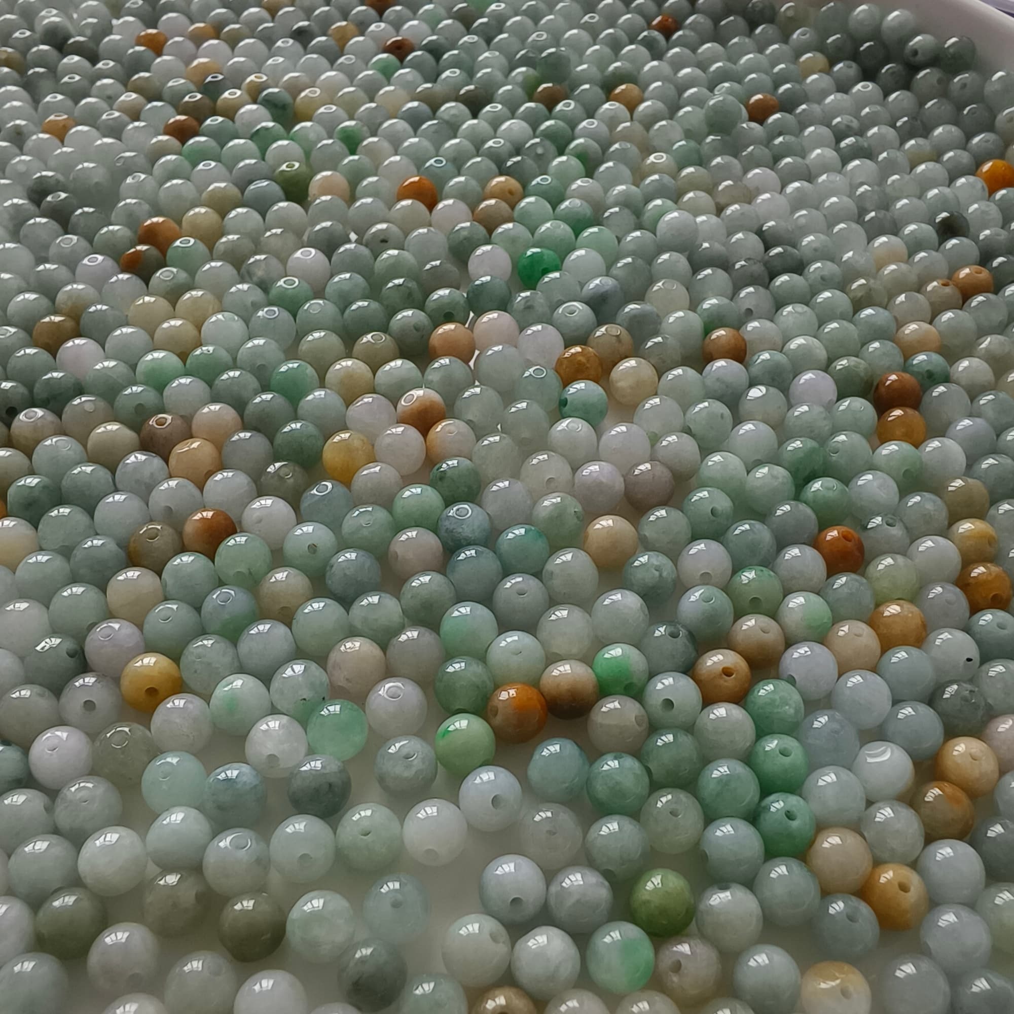 DDP 50pcs 6mm Natural Certificated Multi Color Burmese Jadeite Round Beads