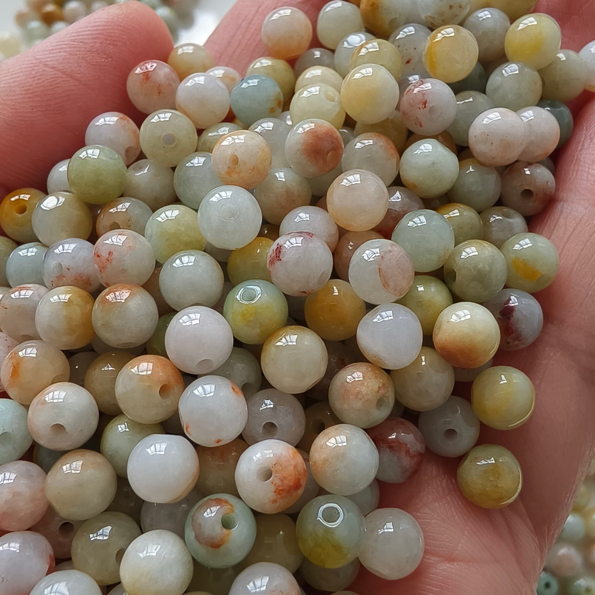 DDP 50pcs 6mm Natural Certificated Multi Color Burmese Jadeite Round Loose Beads