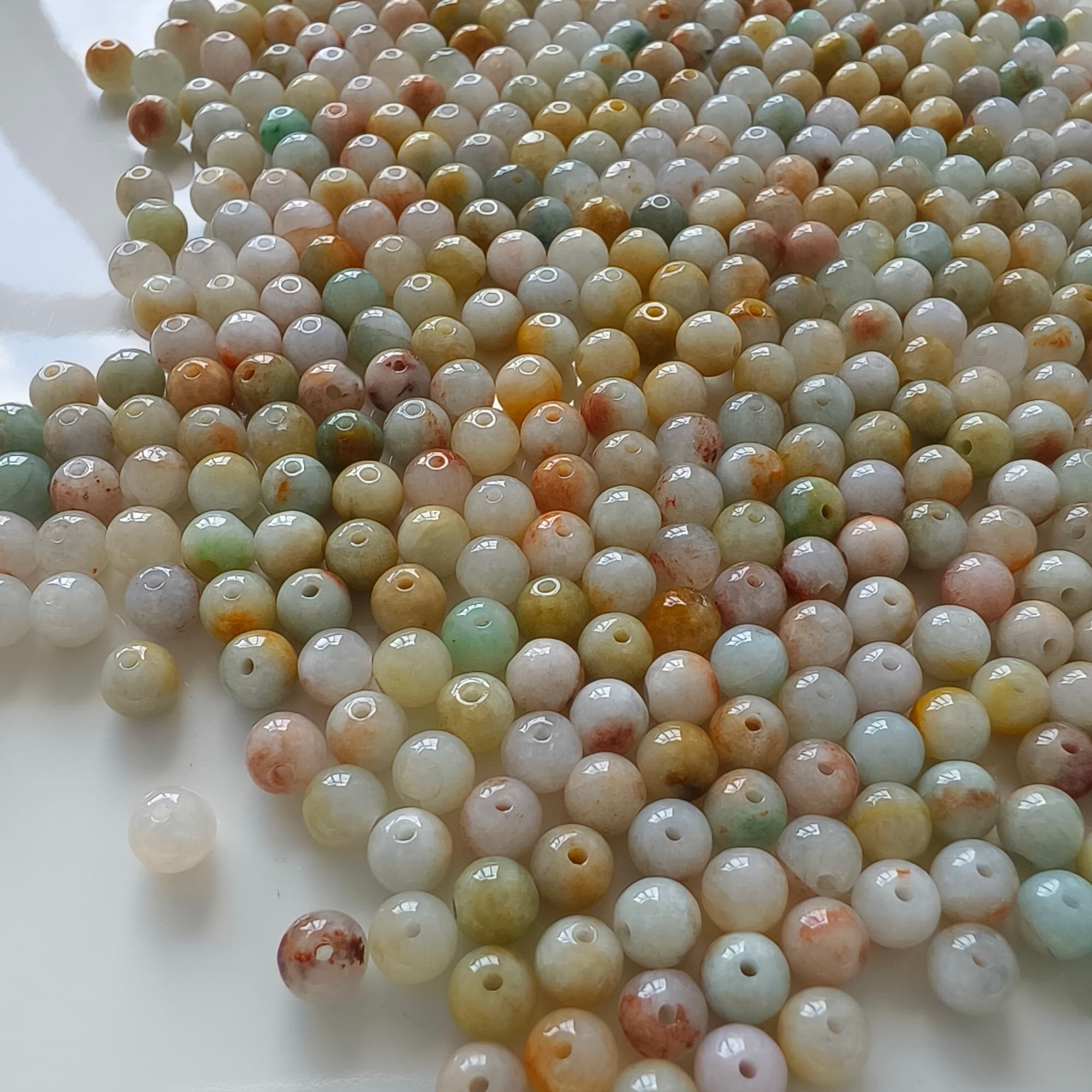DDP 50pcs 6mm Natural Certificated Multi Color Burmese Jadeite Round Loose Beads