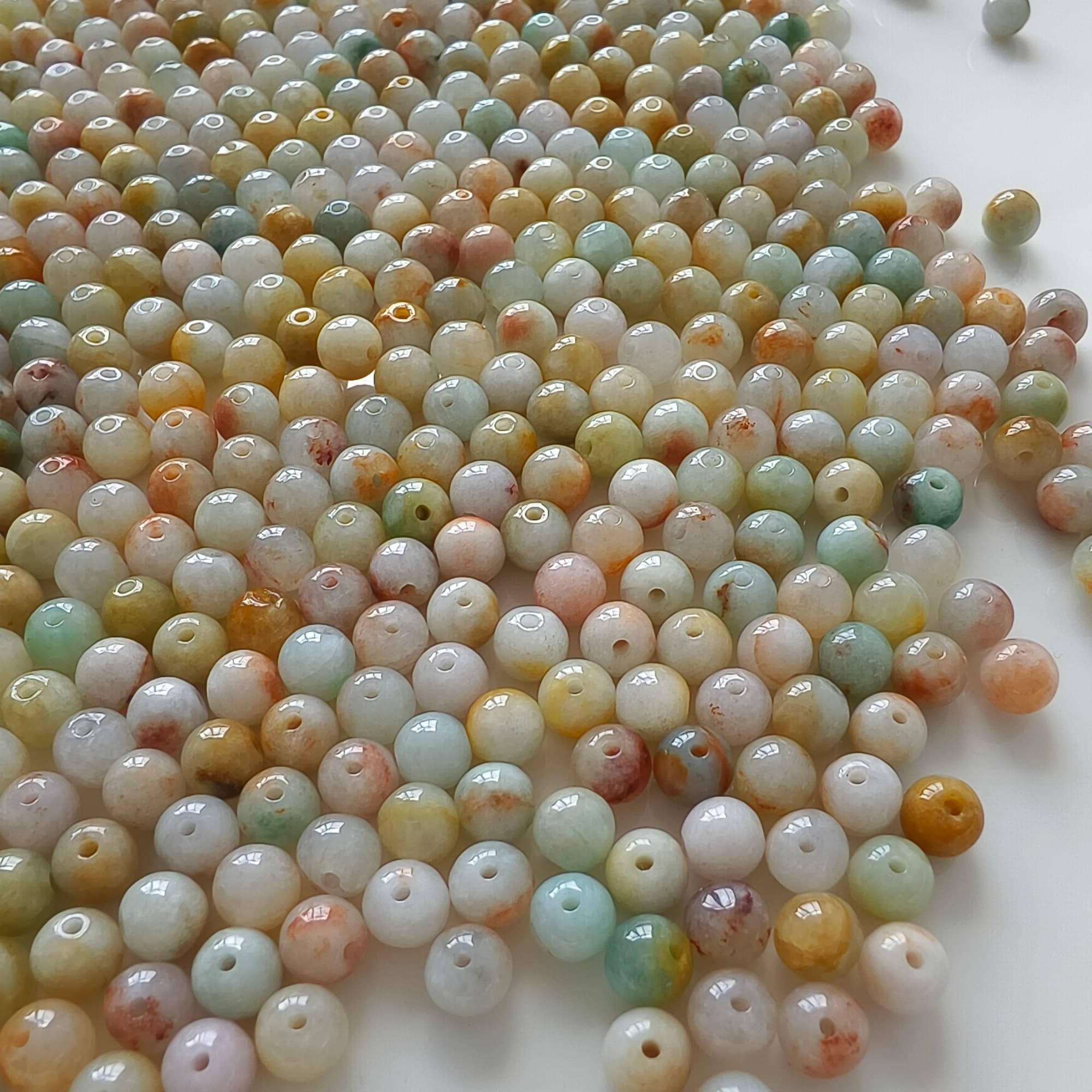 DDP 50pcs 6mm Natural Certificated Multi Color Burmese Jadeite Round Loose Beads