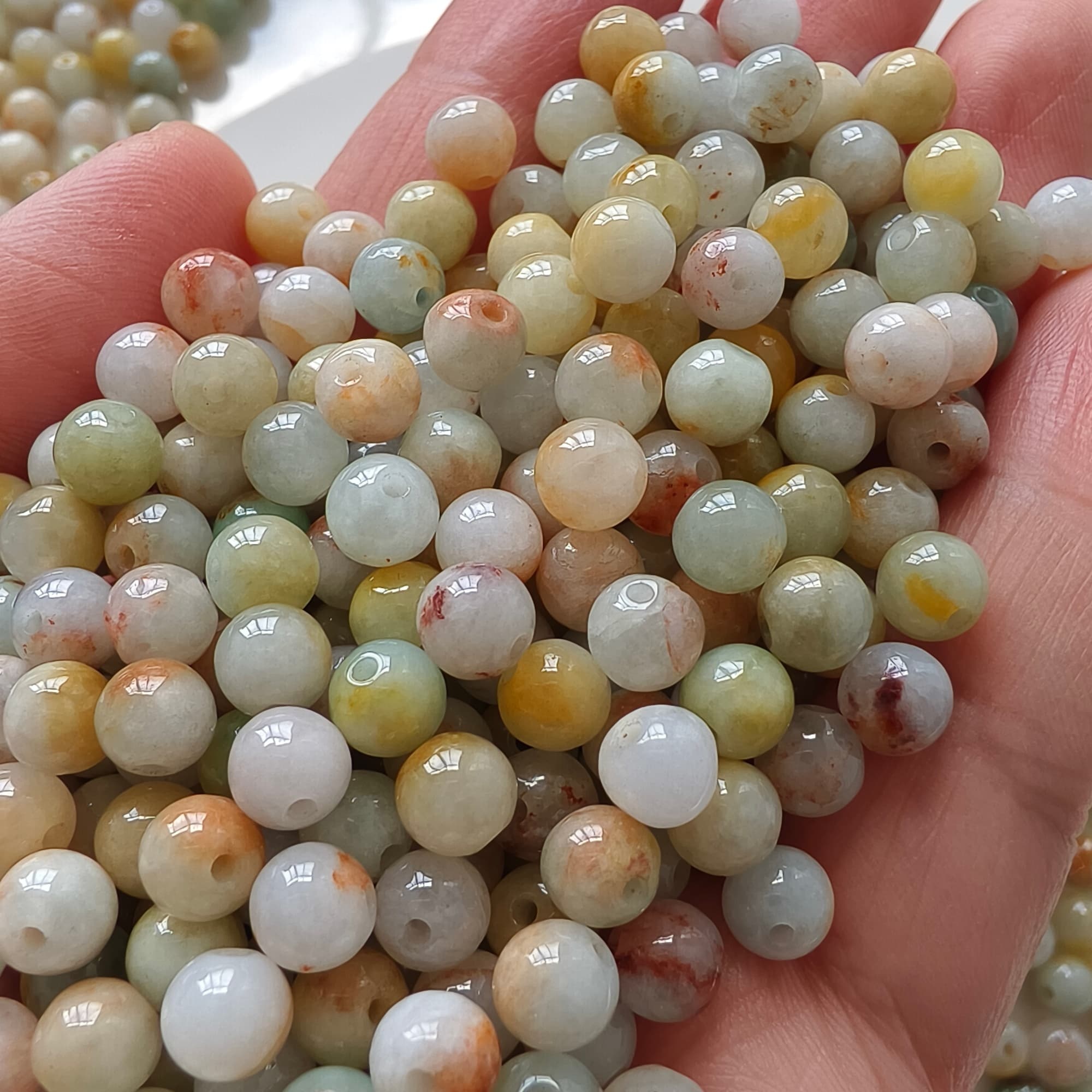 DDP 50pcs 6mm Natural Certificated Multi Color Burmese Jadeite Round Loose Beads