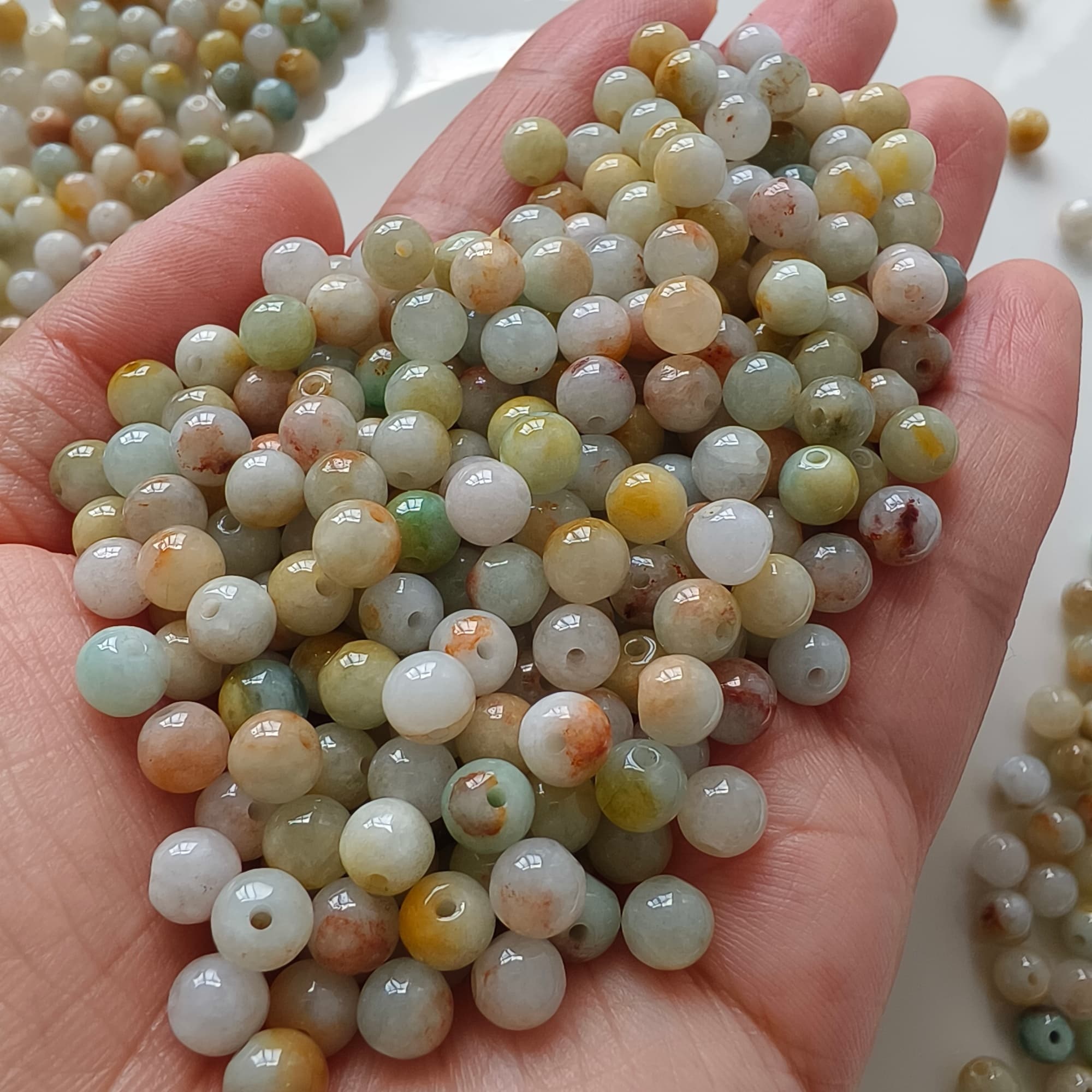 DDP 50pcs 6mm Natural Certificated Multi Color Burmese Jadeite Round Loose Beads