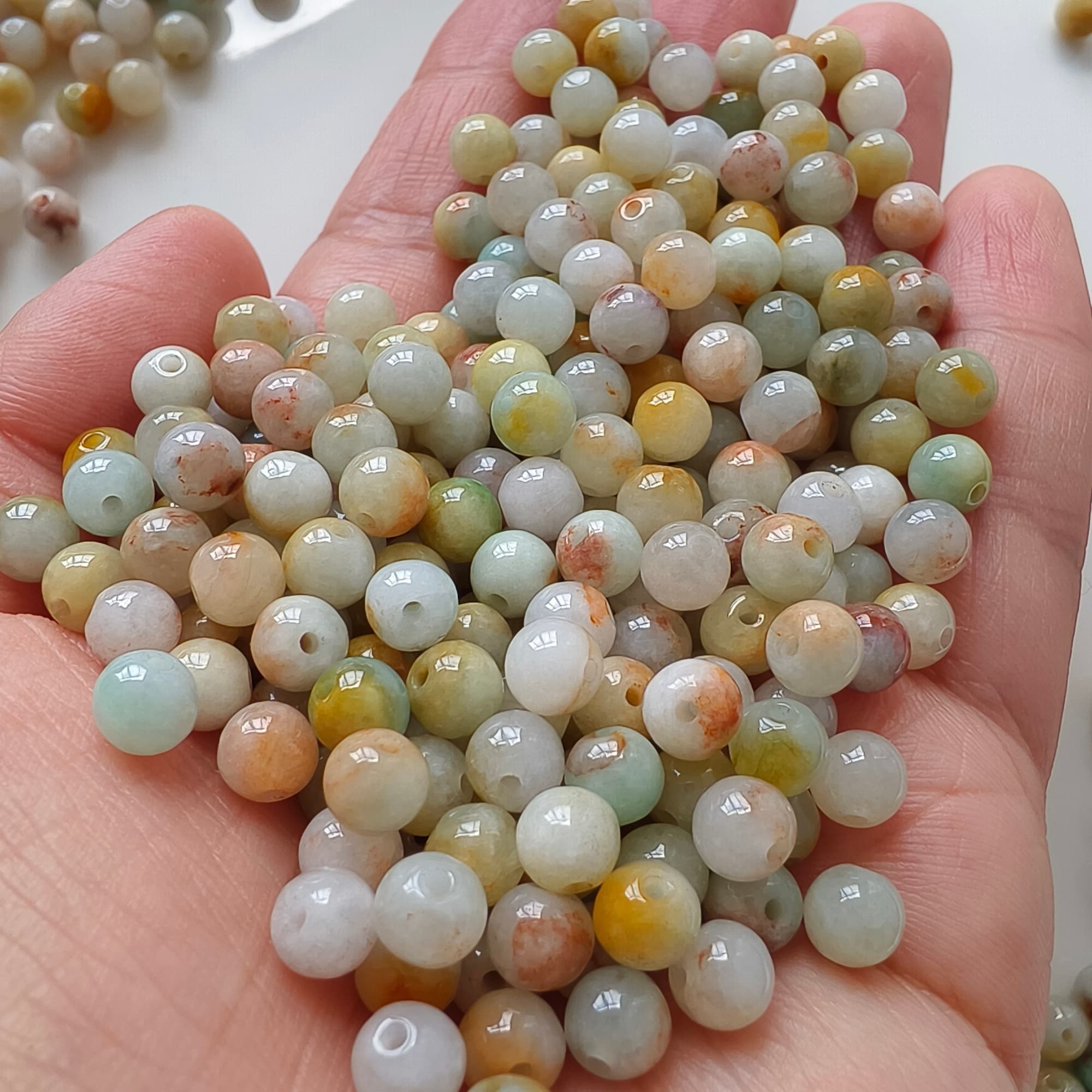 DDP 50pcs 6mm Natural Certificated Multi Color Burmese Jadeite Round Loose Beads