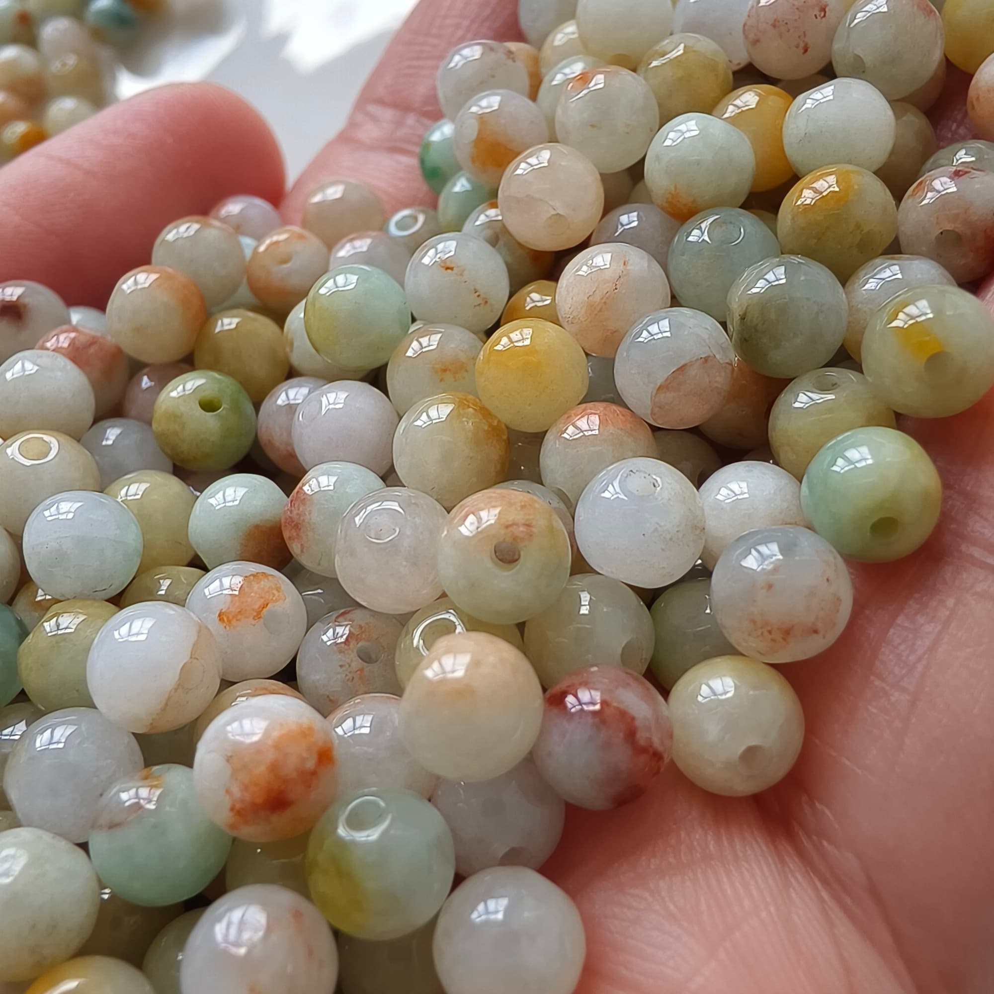 DDP 50pcs 6mm Natural Certificated Multi Color Burmese Jadeite Round Loose Beads