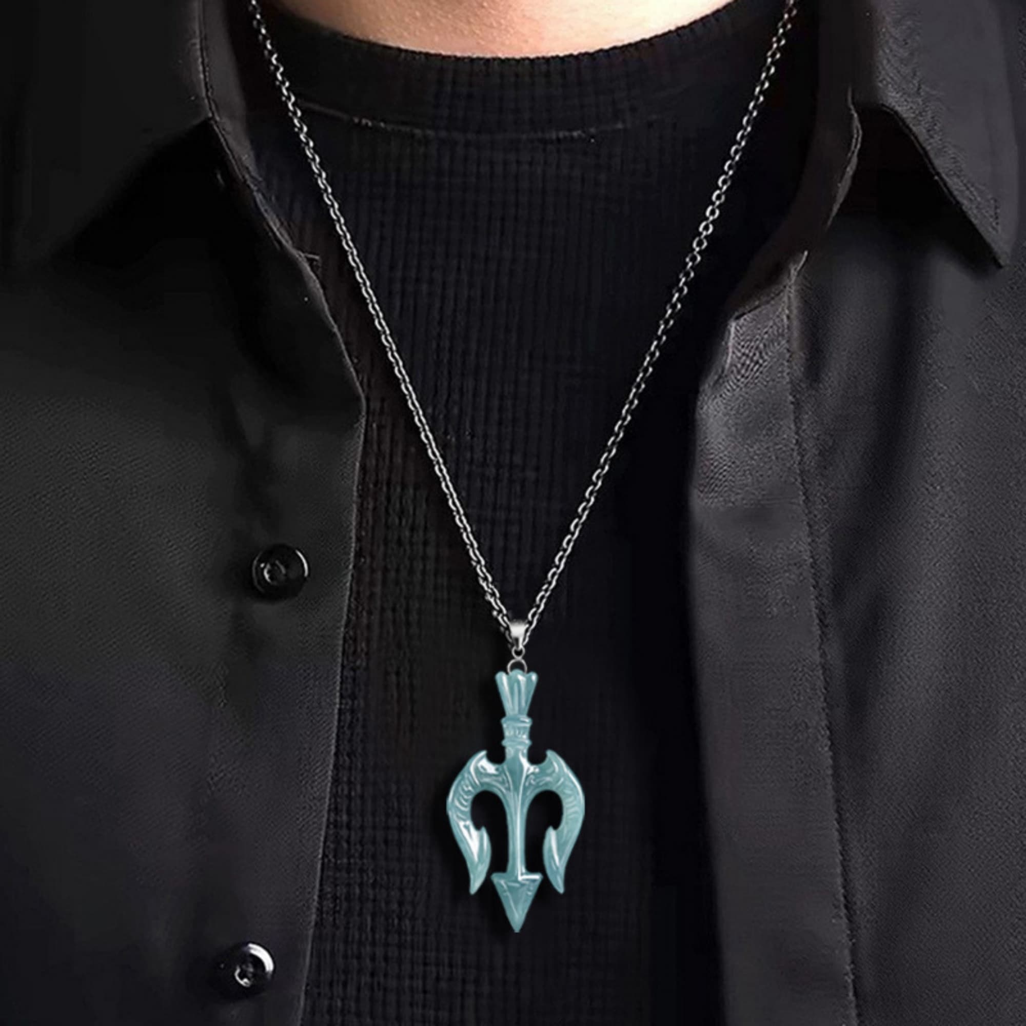 DDP 58mm Natural Certificated Type A Untreated Blue Watery Guatemalan Jadeite Trident of Neptune Pendant