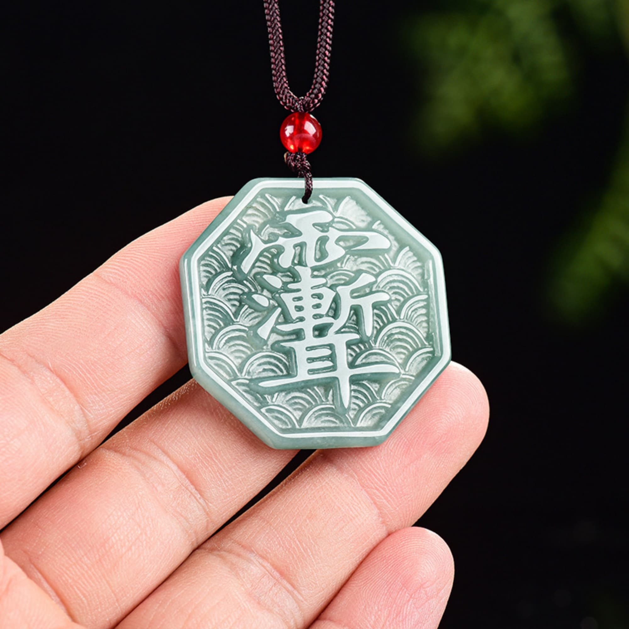 DDP 39mm Natural Certificated Type A Untreated Blue Watery Guatemalan Jadeite Ziwei Mantra Talisman Pendant