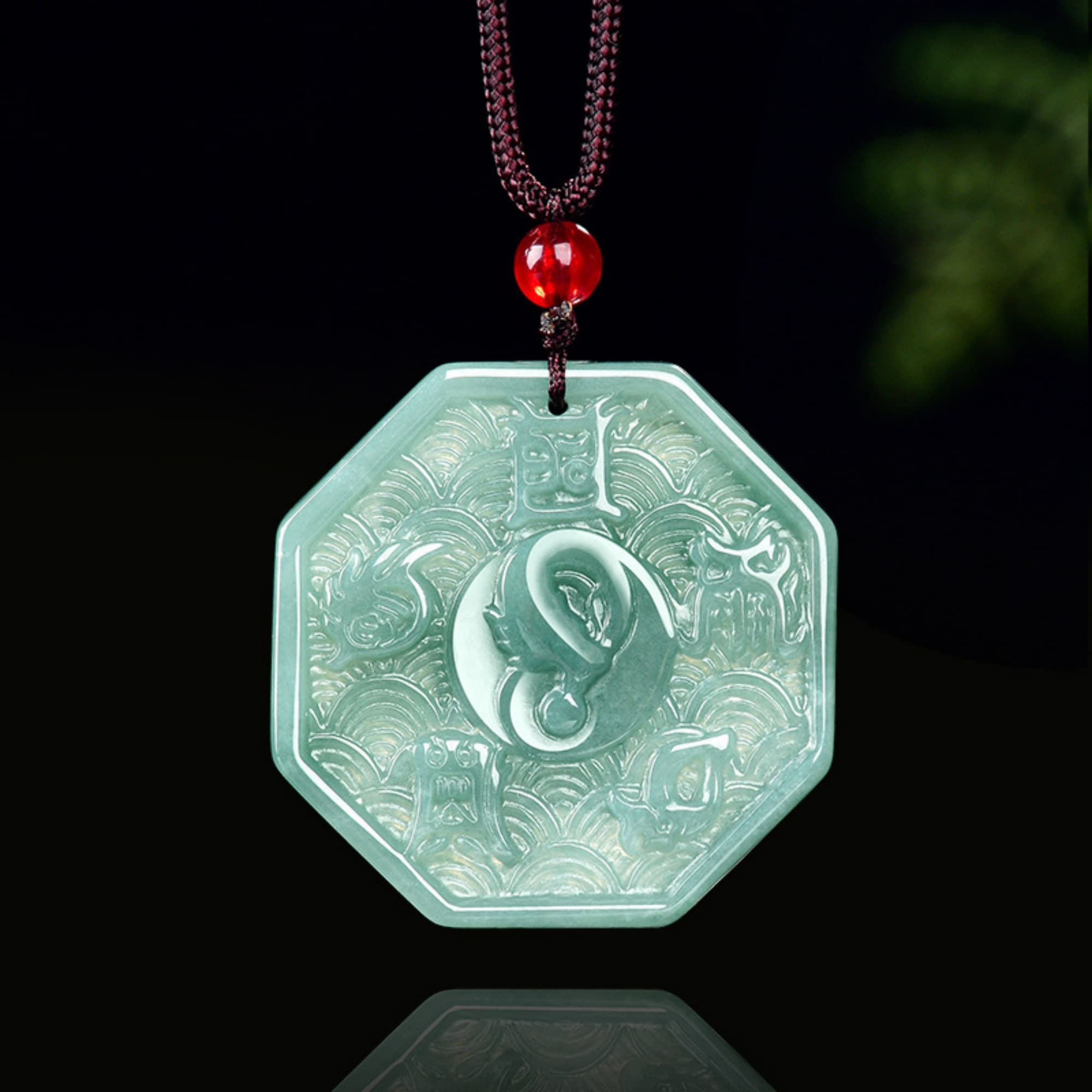 DDP 39mm Natural Certificated Type A Untreated Blue Watery Guatemalan Jadeite Ziwei Mantra Talisman Pendant