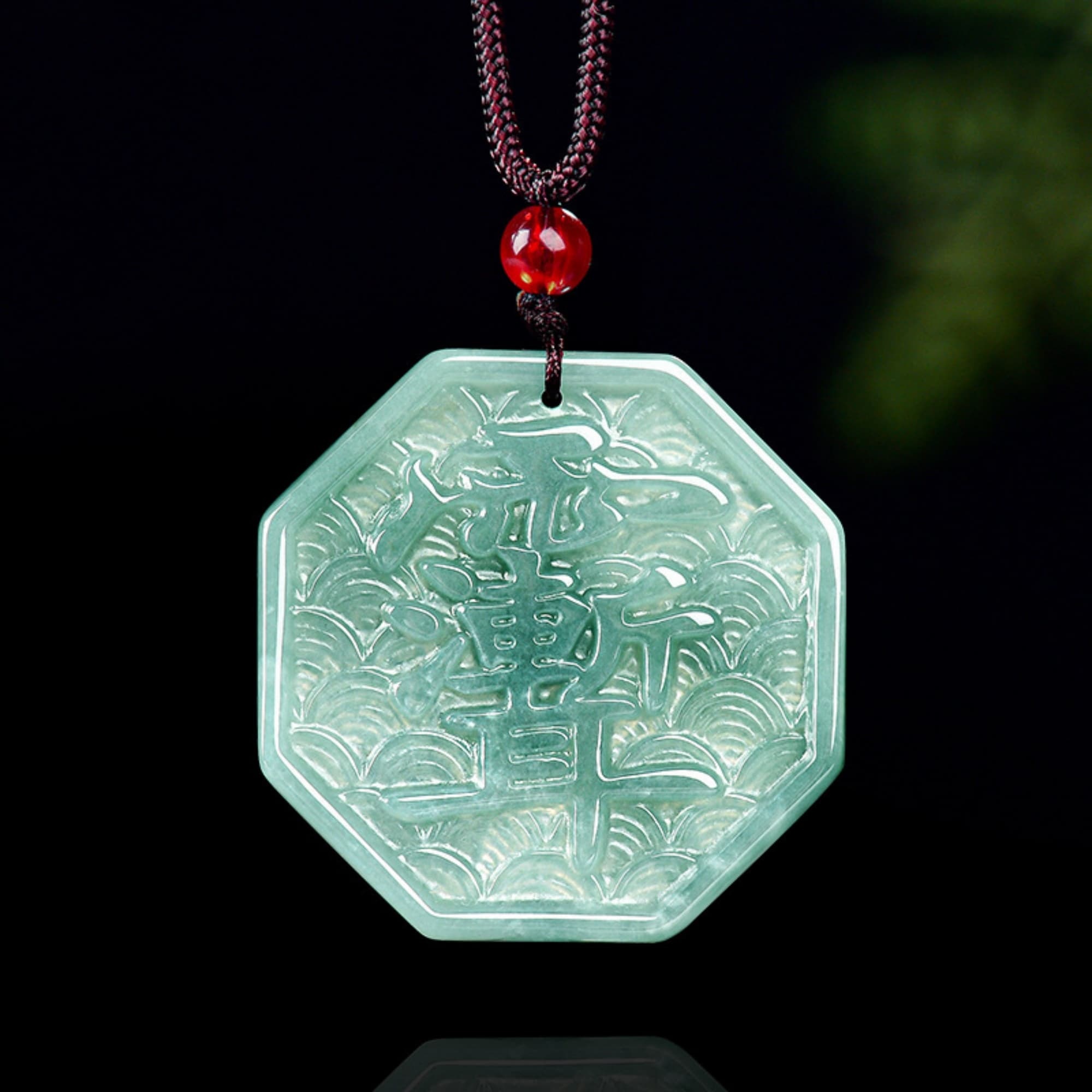 DDP 39mm Natural Certificated Type A Untreated Blue Watery Guatemalan Jadeite Ziwei Mantra Talisman Pendant
