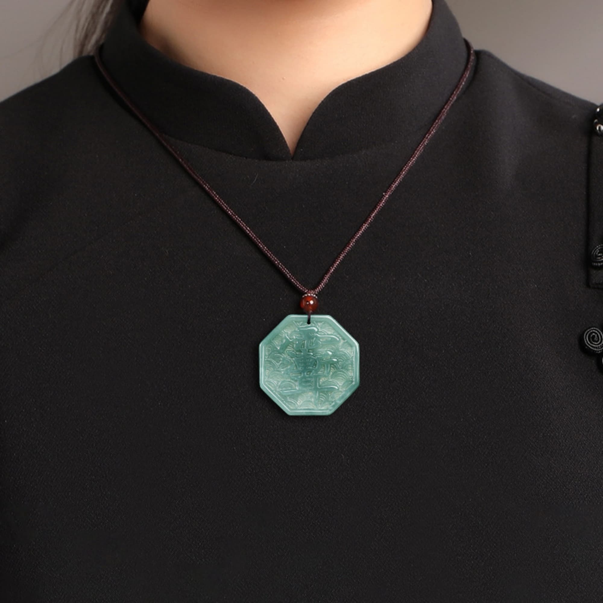 DDP 39mm Natural Certificated Type A Untreated Blue Watery Guatemalan Jadeite Ziwei Mantra Talisman Pendant