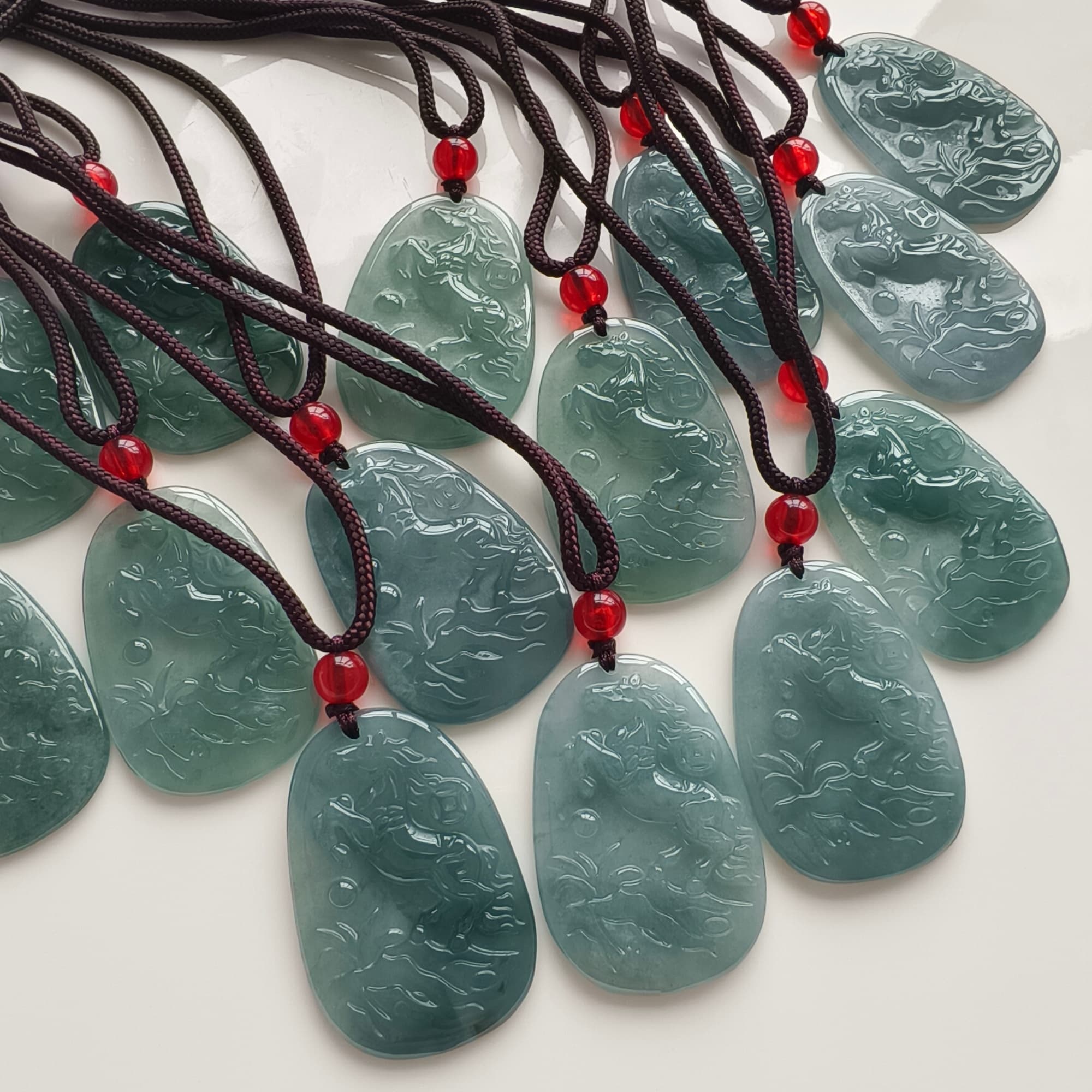 DDP 36.5mm Natural Certificated Type A Icy Blue Guatemalan Jadeite Oval Horse Pendant