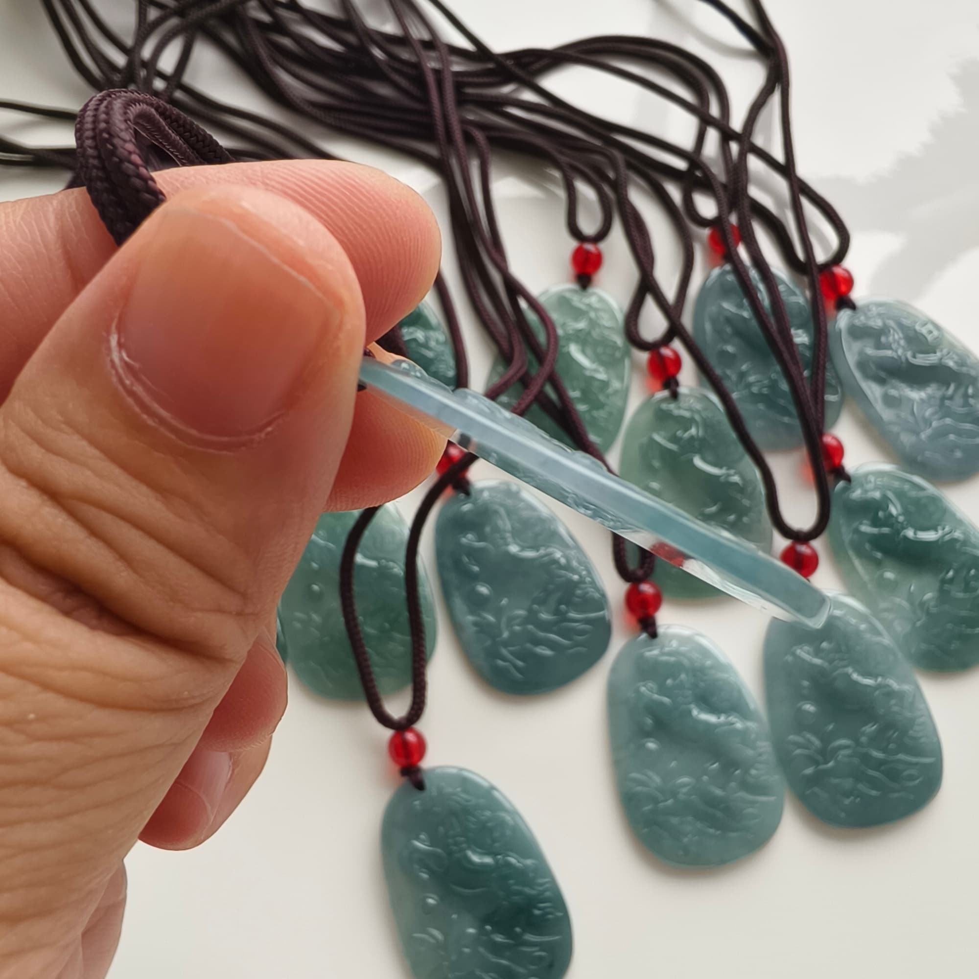 DDP 36.5mm Natural Certificated Type A Icy Blue Guatemalan Jadeite Oval Horse Pendant