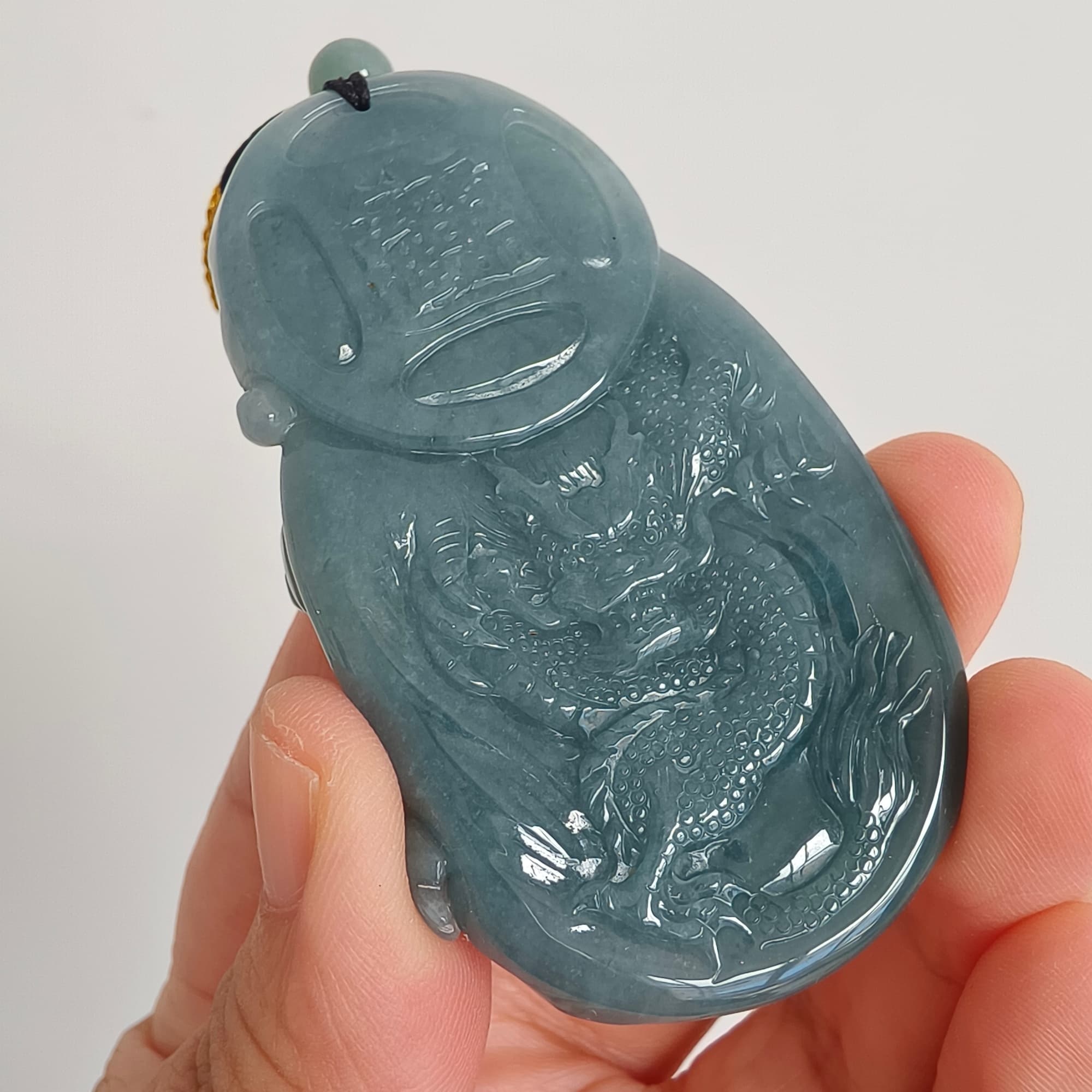 DDP 70.8mm Natural Certificated Type A Blue Guatemalan Jadeite God of Wealth Pendant
