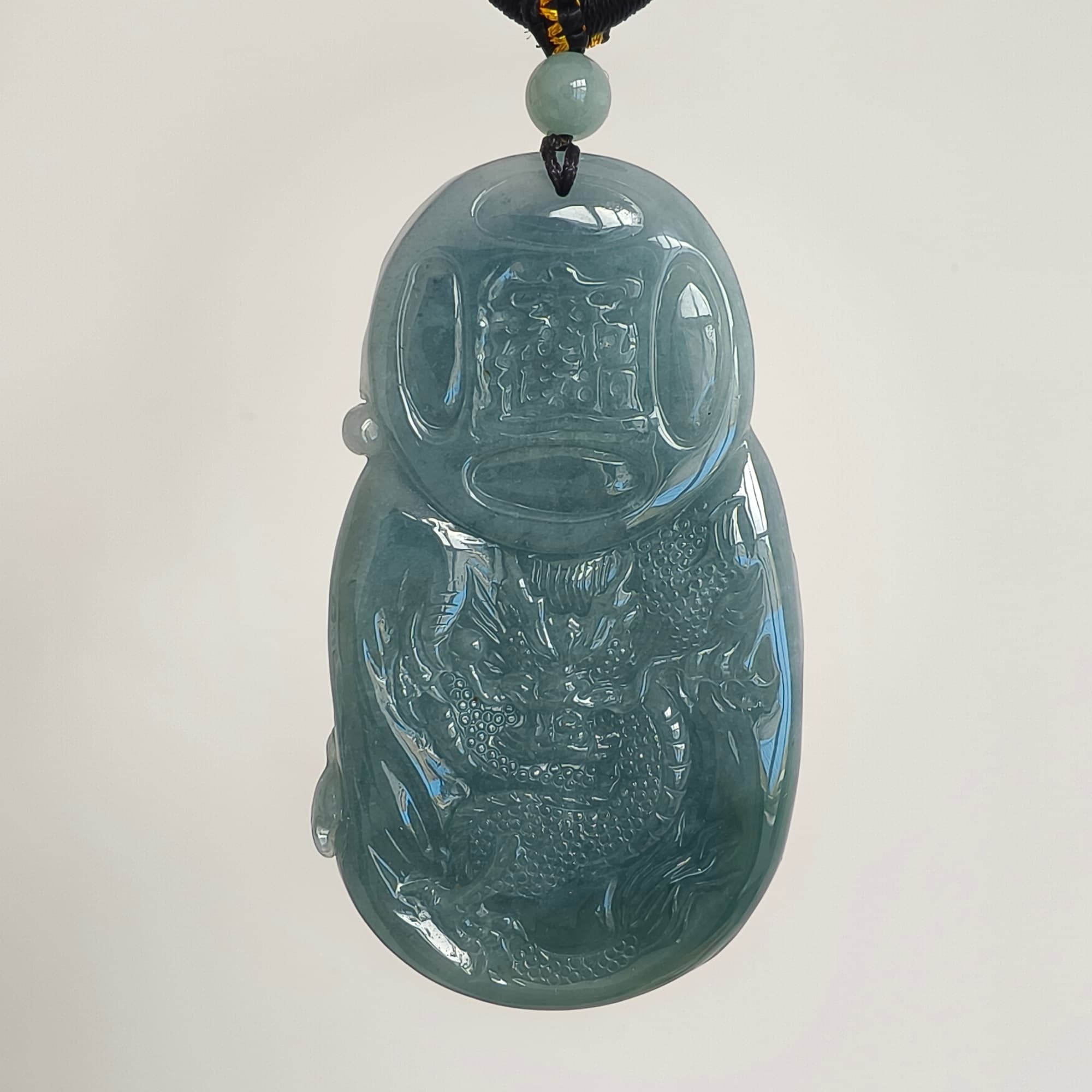 DDP 70.8mm Natural Certificated Type A Blue Guatemalan Jadeite God of Wealth Pendant