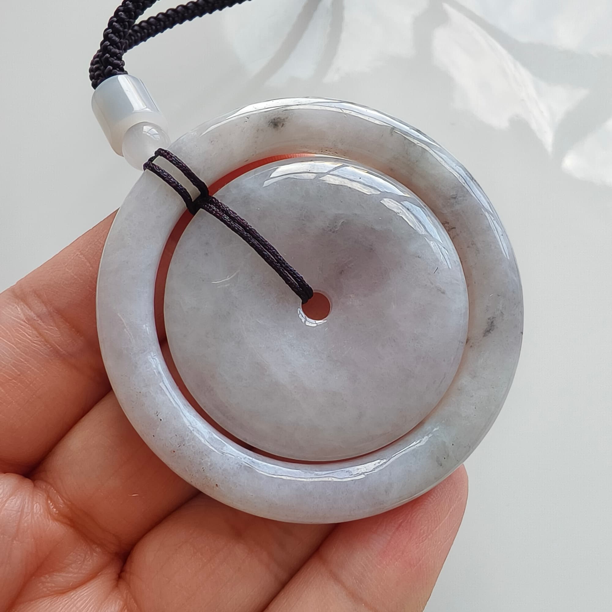 DDP 53mm Natural Certificated Type A Untreated Black Chicken Species Burmese Jadeite Big Size Safety Buckle Pendants