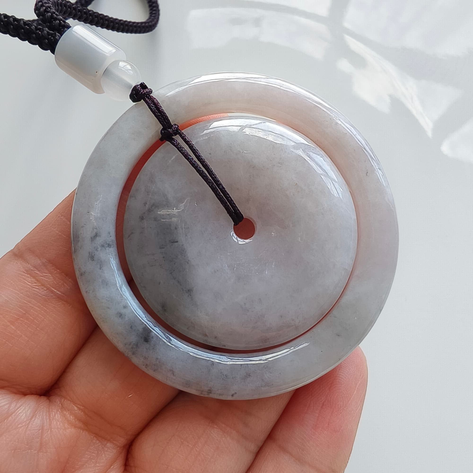 DDP 53mm Natural Certificated Type A Untreated Black Chicken Species Burmese Jadeite Big Size Safety Buckle Pendants